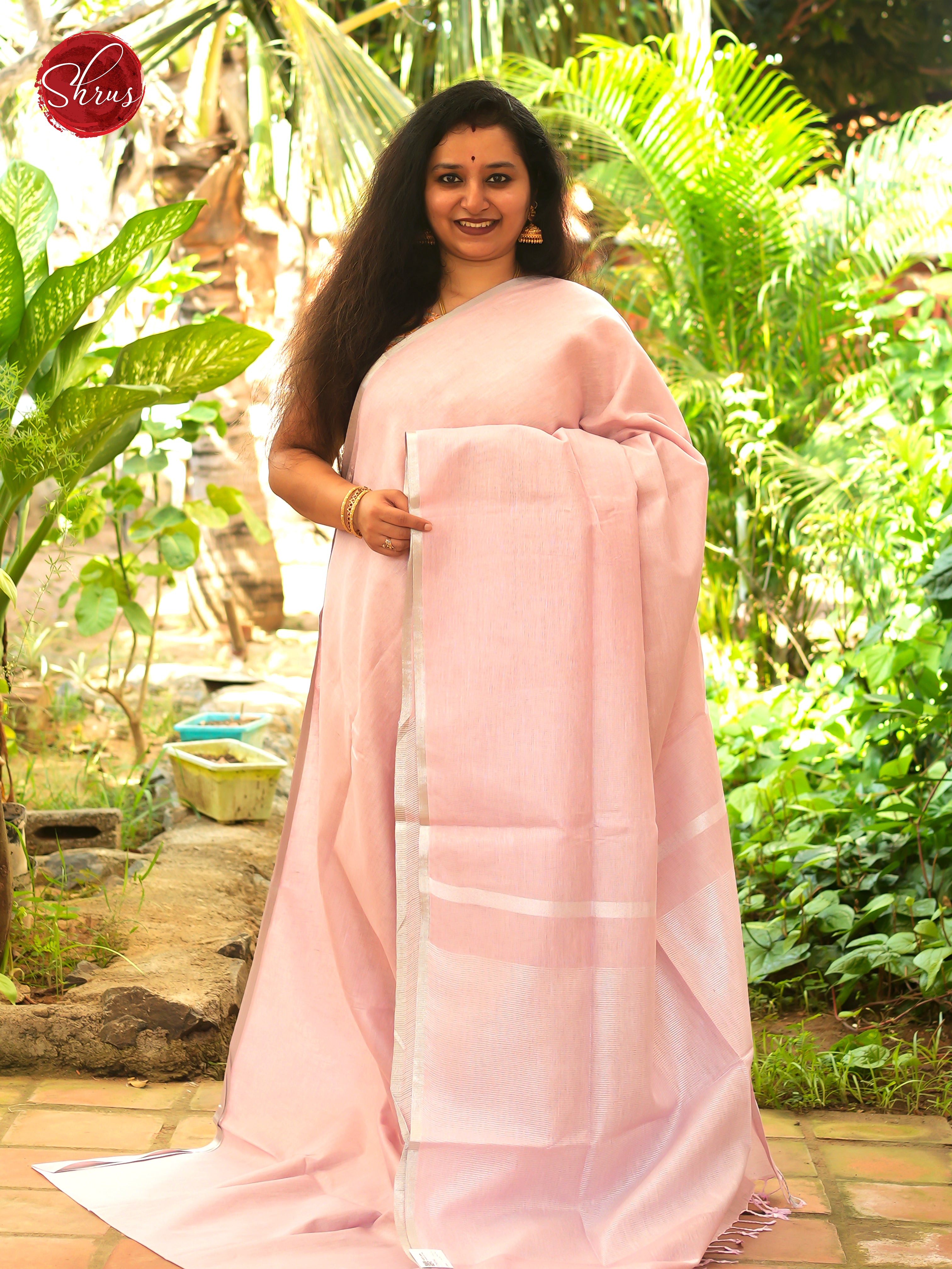 Pink(Single Tone) - Linen Saree - Shop on ShrusEternity.com