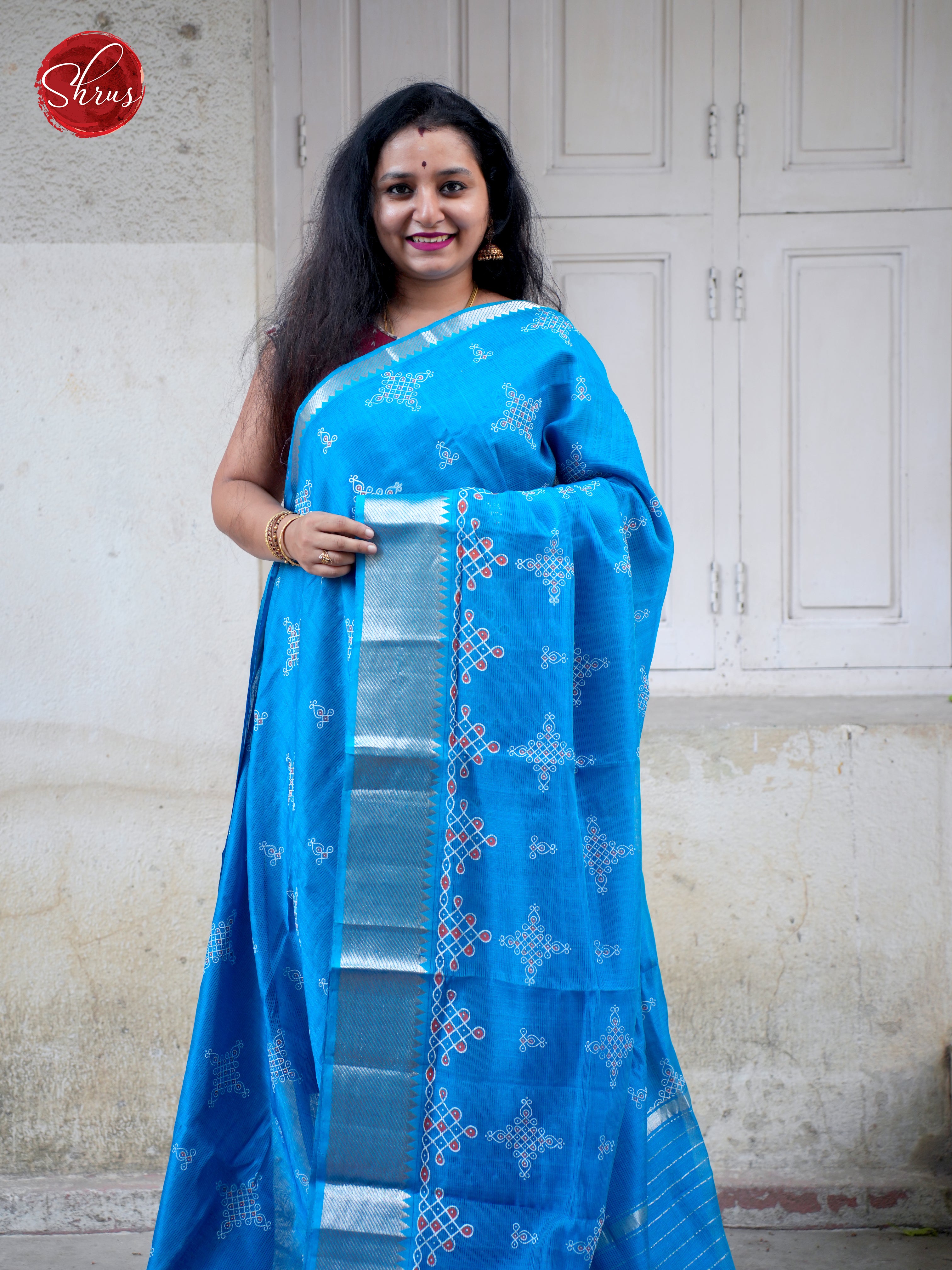 Bleu(Single Tone) - Mangalagiri silkcotton - Shop on ShrusEternity.com