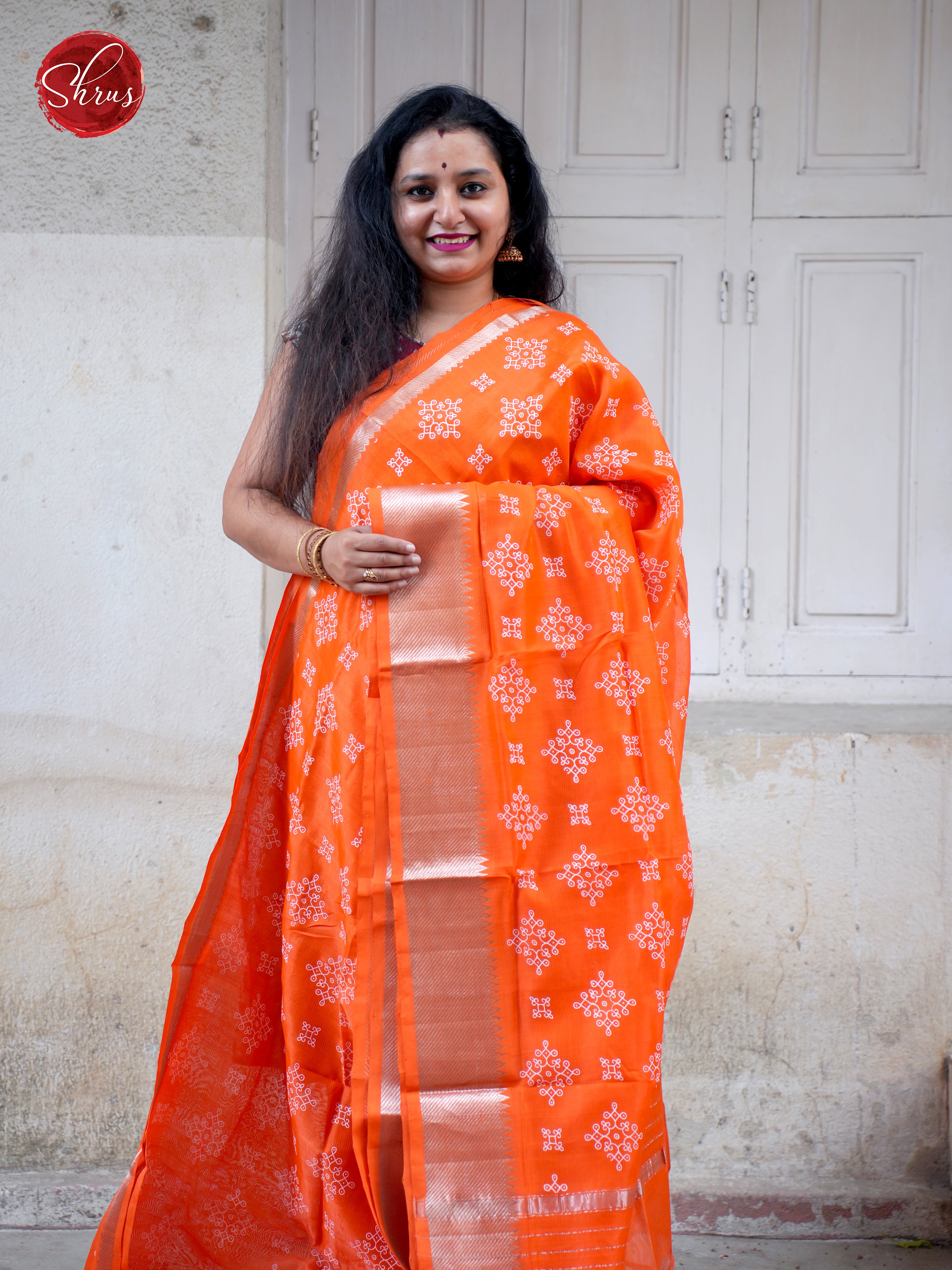 Orange(Single Tone) - Mangalagiri silkcotton - Shop on ShrusEternity.com