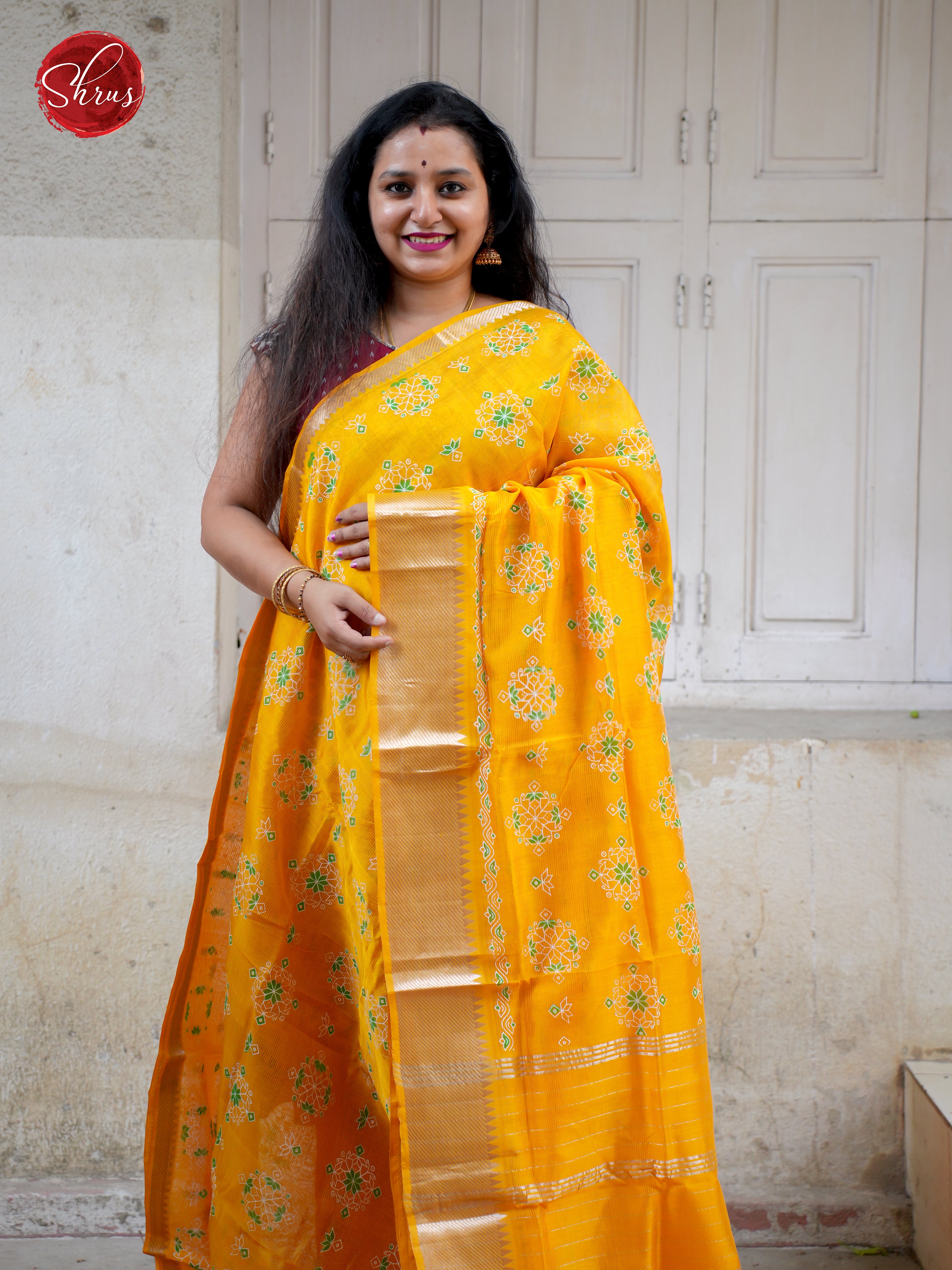 Yellow(Single Tone) - Mangalagiri silkcotton - Shop on ShrusEternity.com