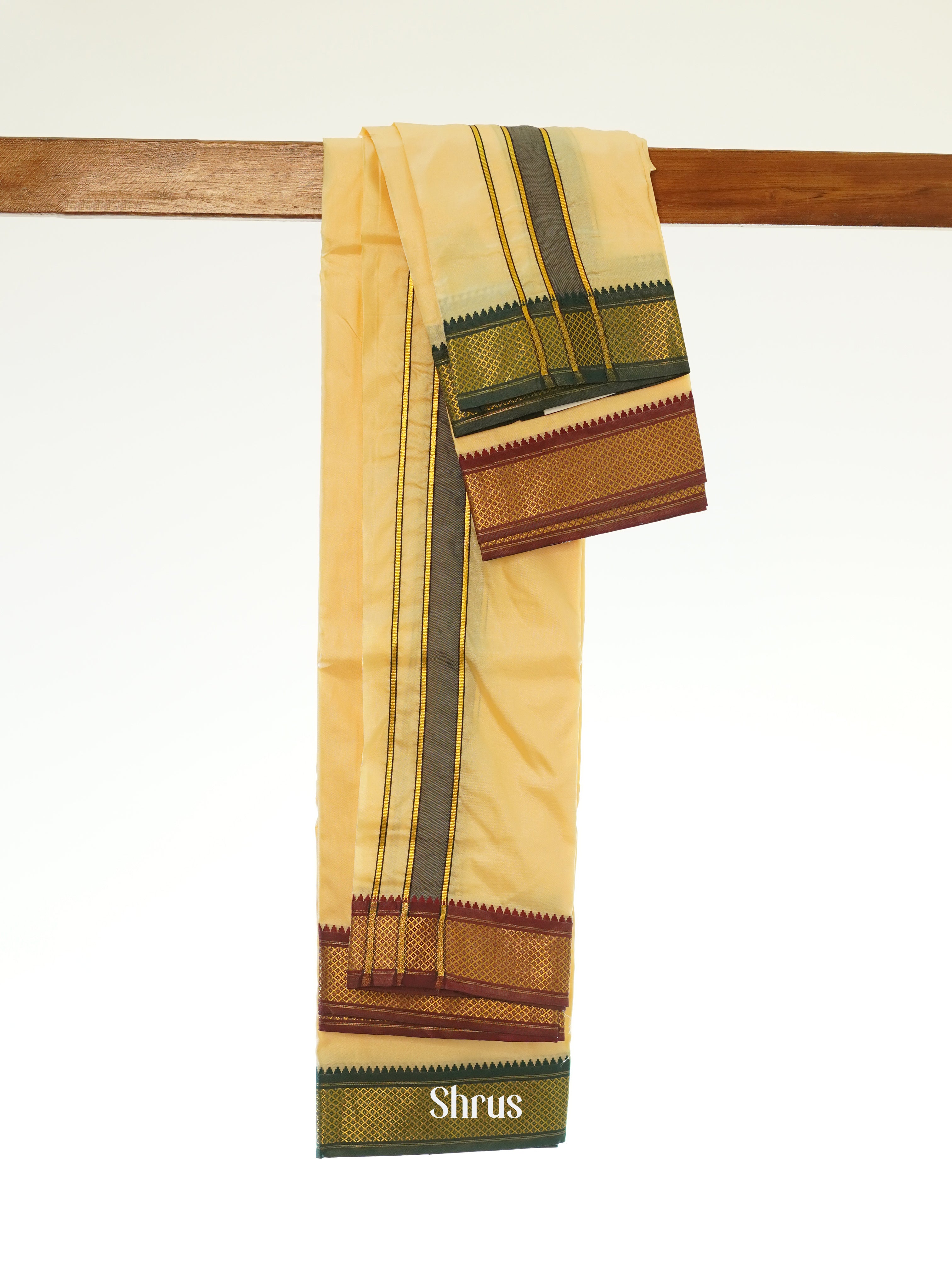 Cream & Maroon - Dhoti - Shop on ShrusEternity.com