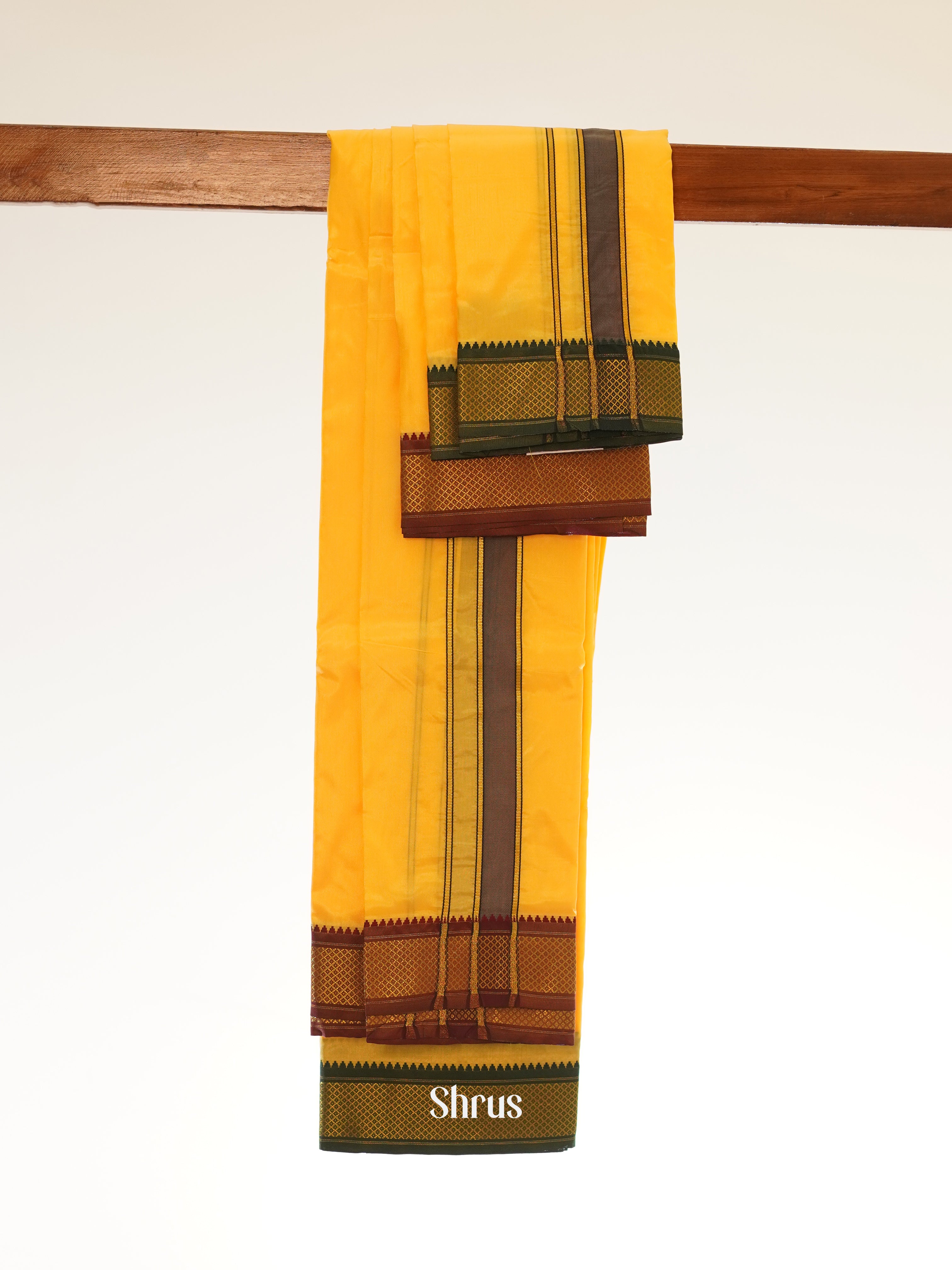 Yellow & Maroon - Dhoti - Shop on ShrusEternity.com