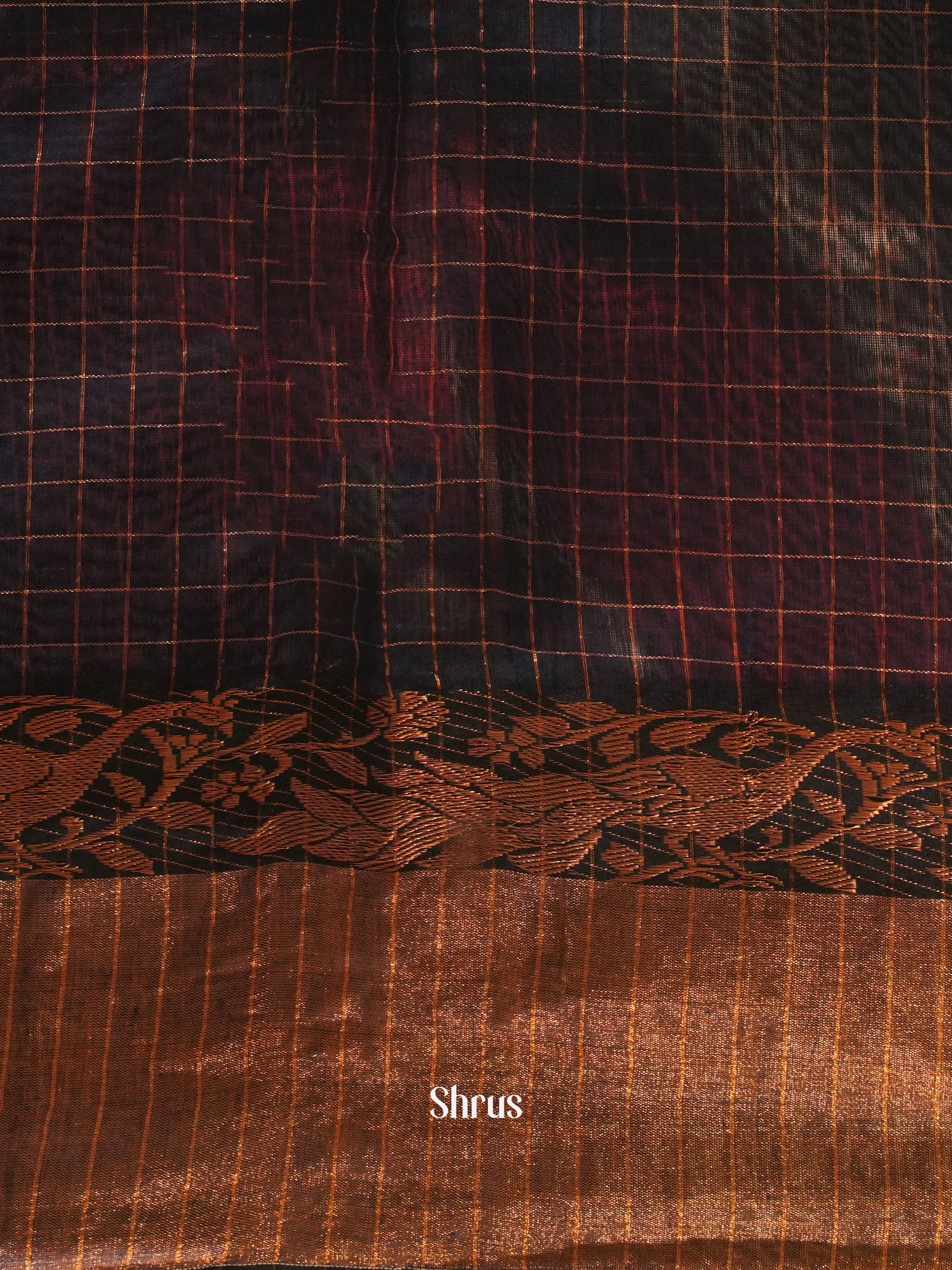 Red & Blue - Mercerized cotton Saree - Shop on ShrusEternity.com