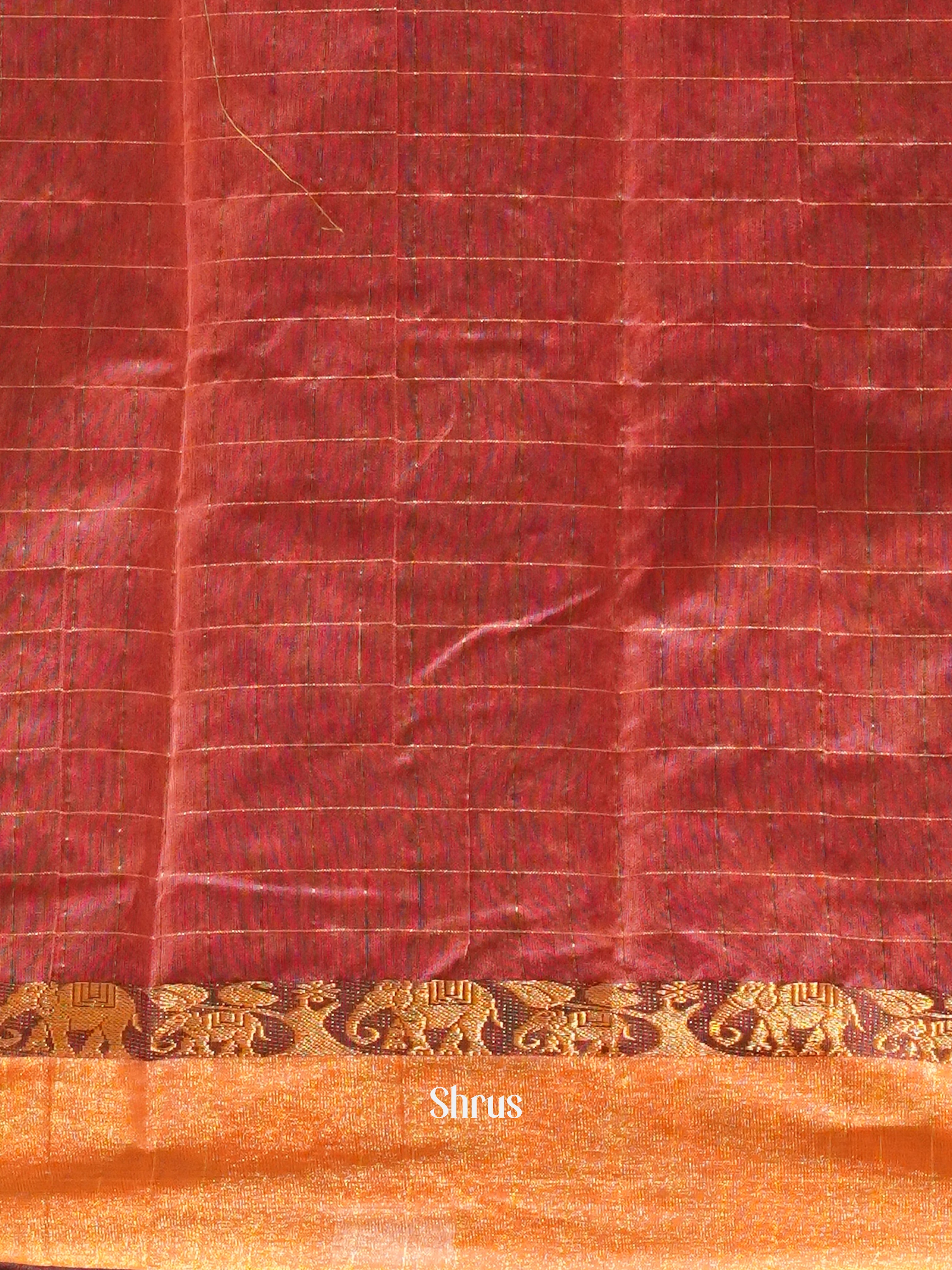 Green & Red - Mercerized Cotton Saree - Shop on ShrusEternity.com