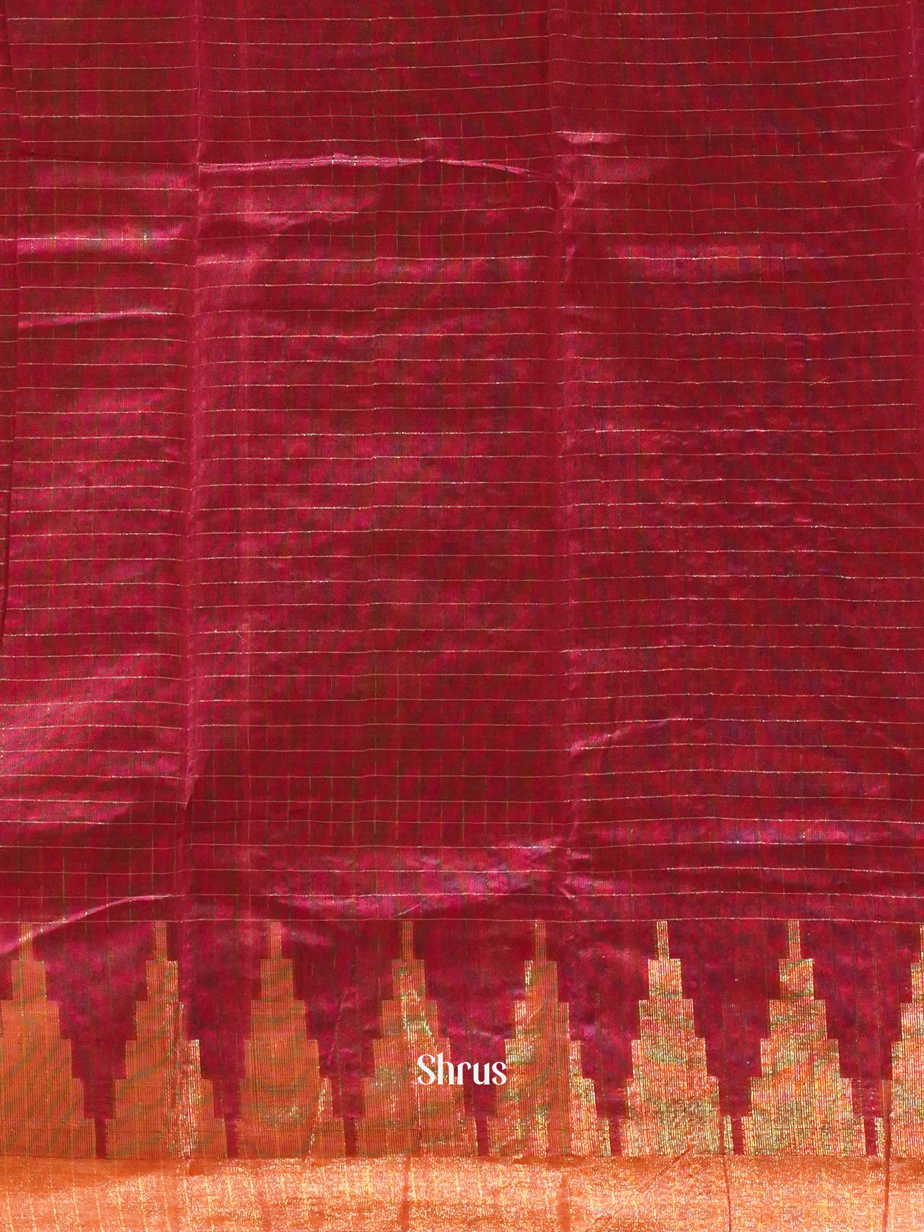 Mustard & Maroon - Mercerized Cotton Saree - Shop on ShrusEternity.com