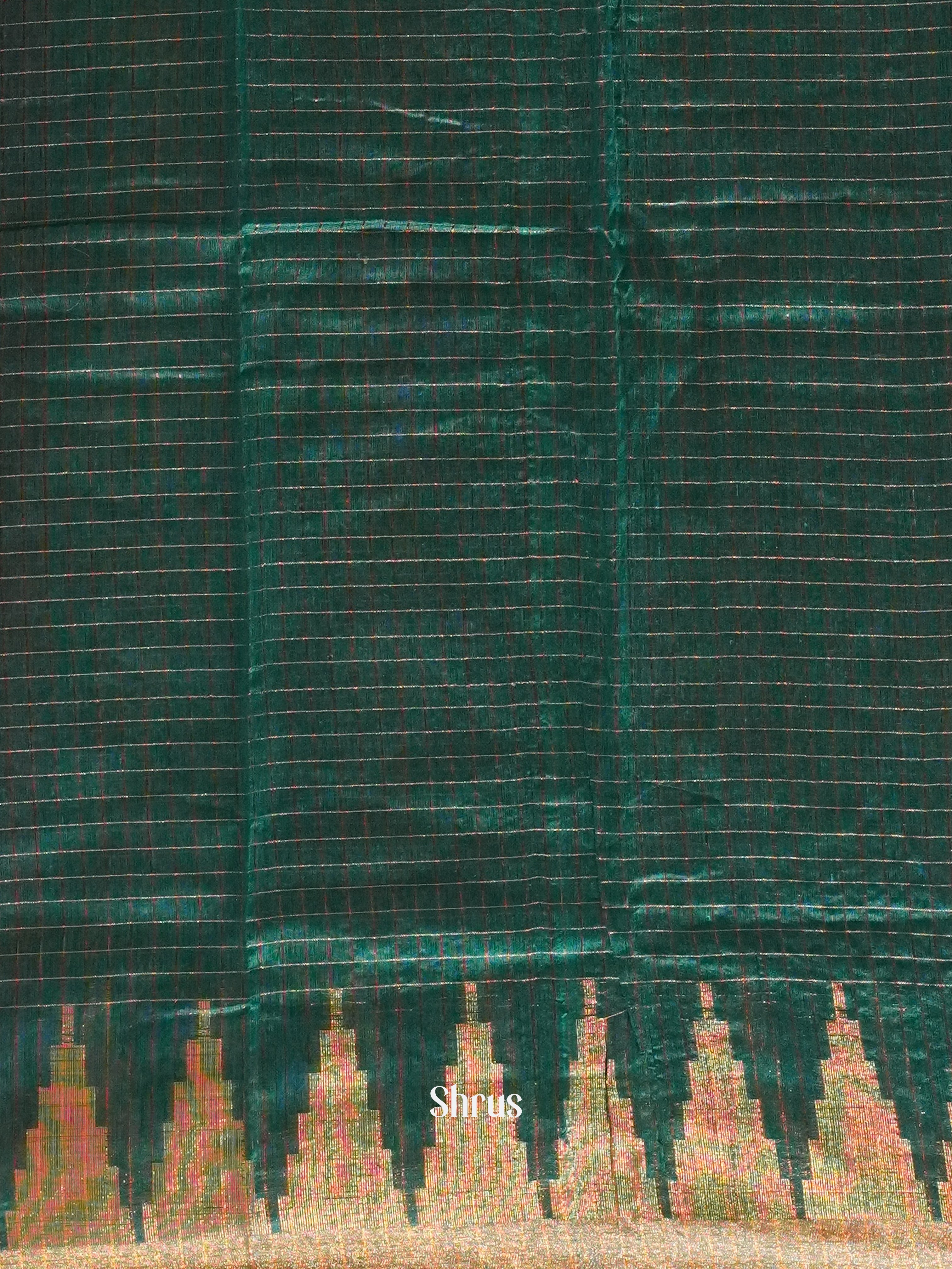 Maroon & Green - Mercerized Cotton Saree - Shop on ShrusEternity.com