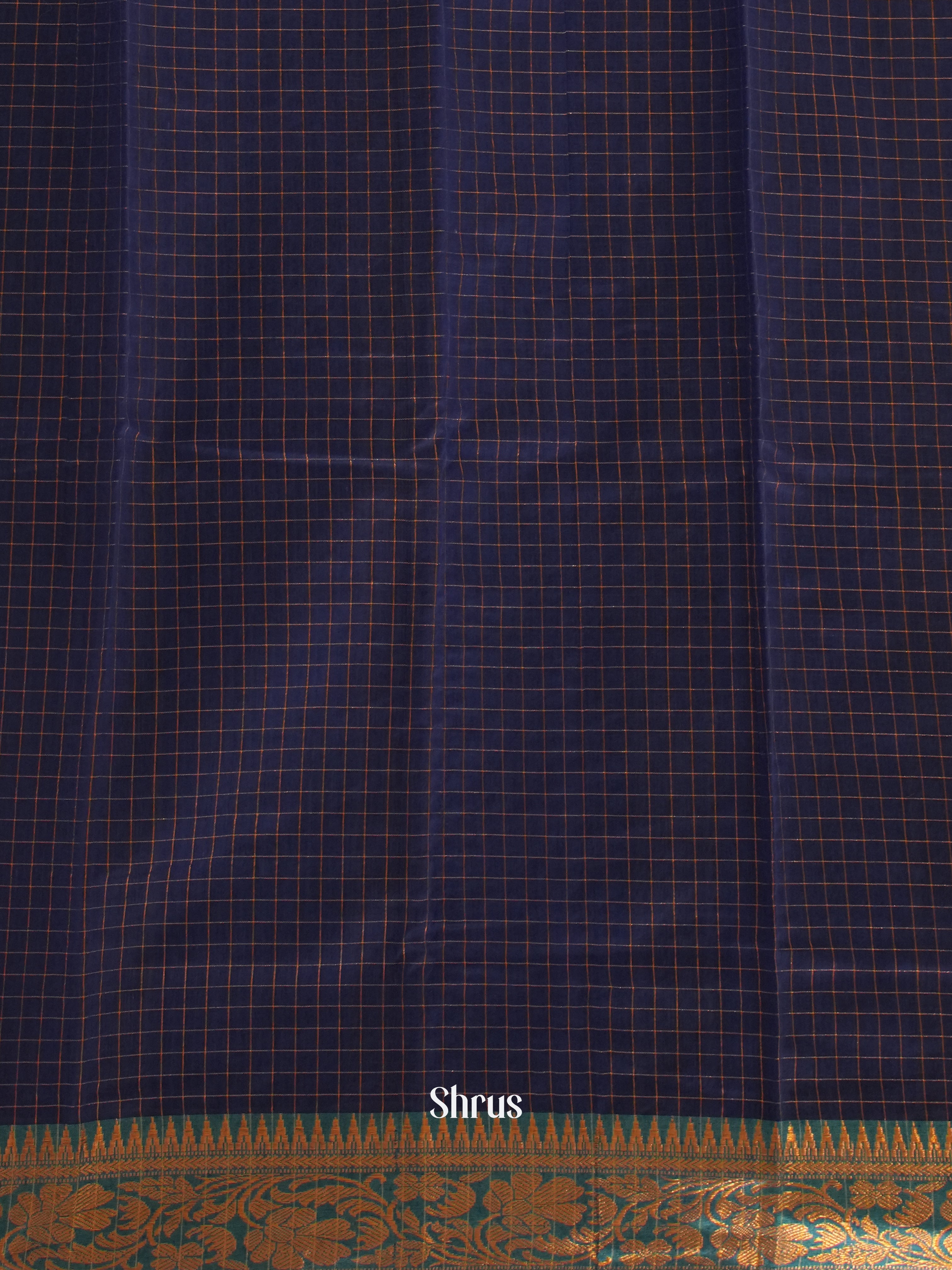 Green & Blue - Mercerized cotton Saree - Shop on ShrusEternity.com