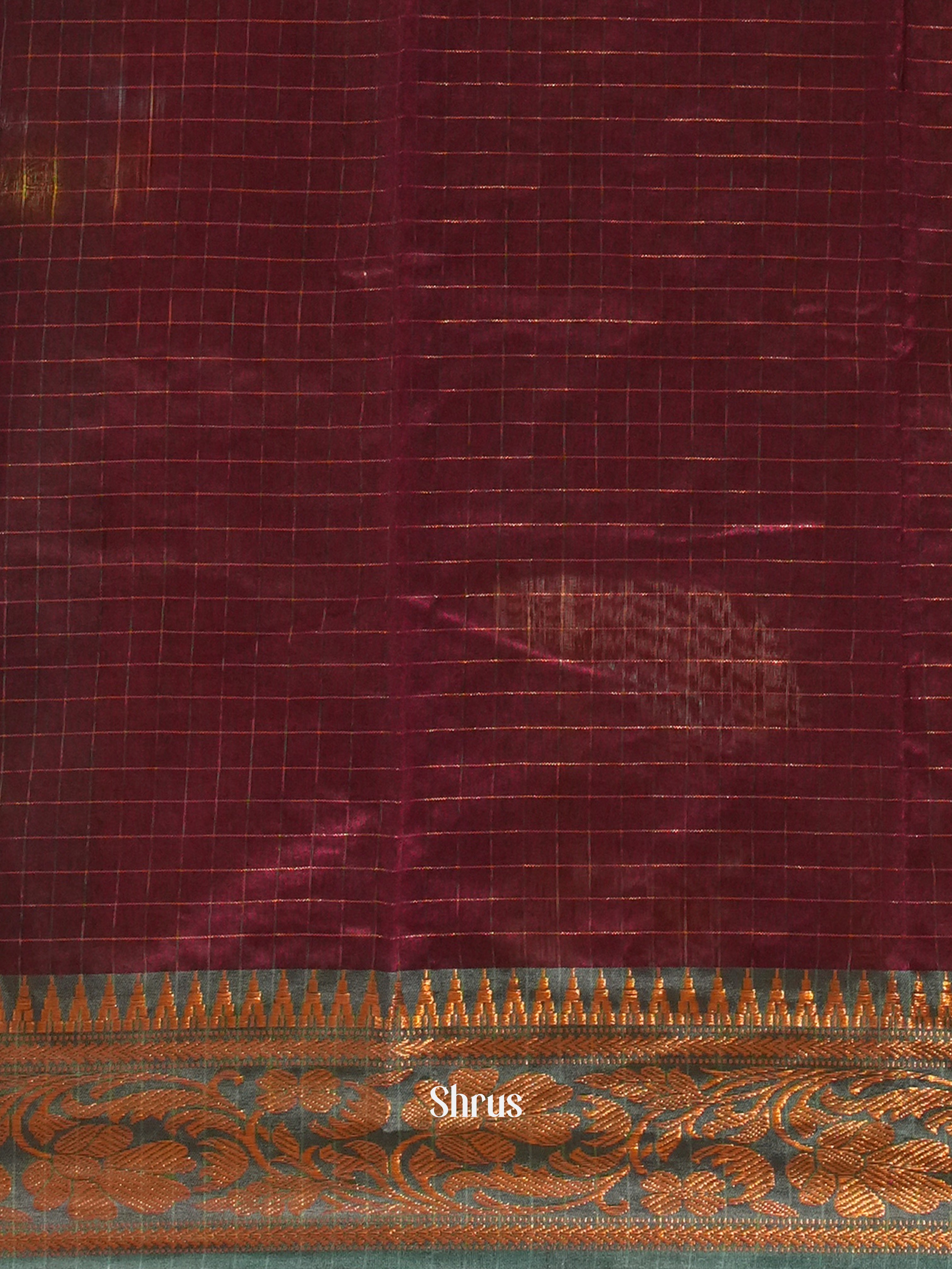 Green & Maroon - Mercerized cotton Saree - Shop on ShrusEternity.com