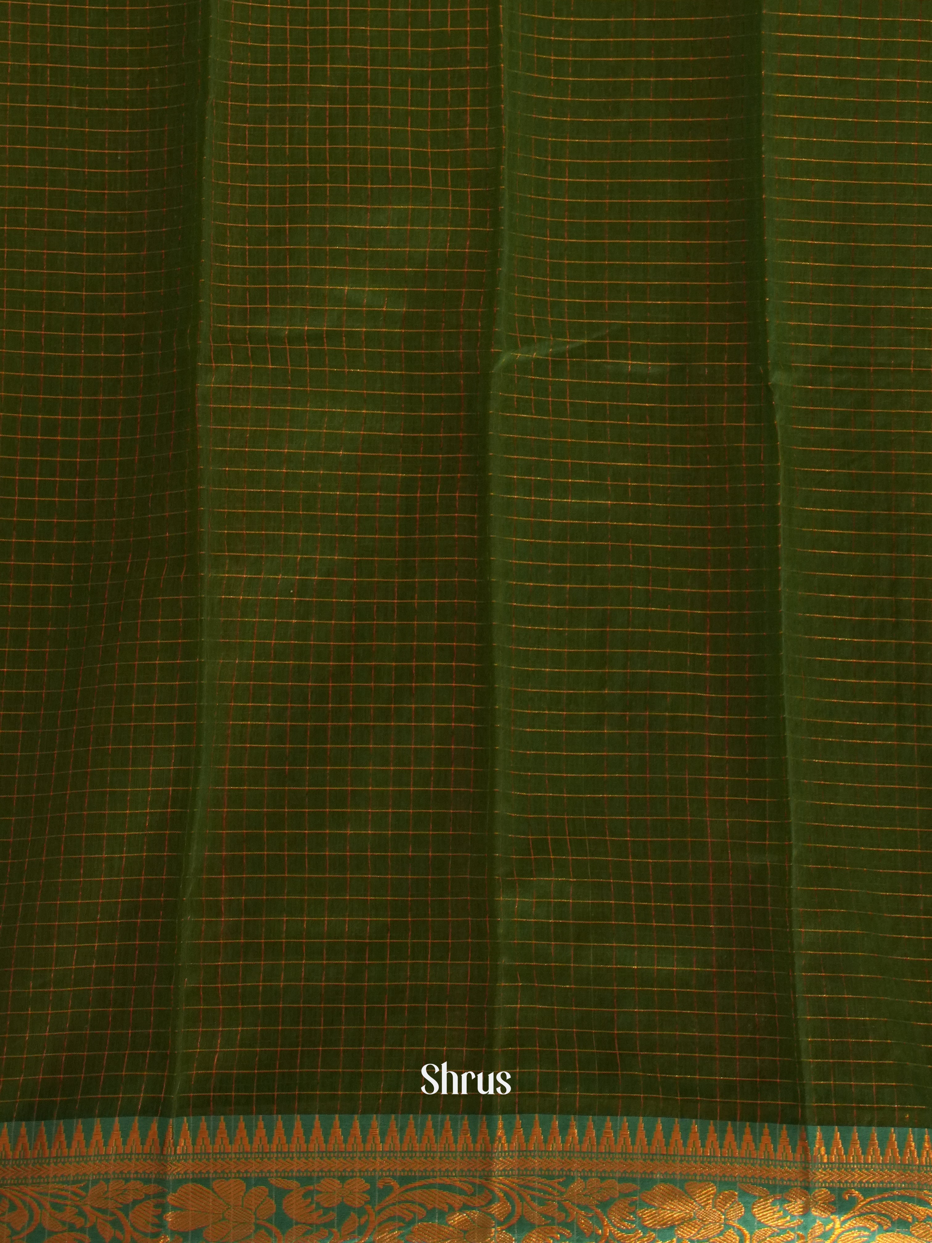 Red & Green - Mercerized cotton Saree - Shop on ShrusEternity.com