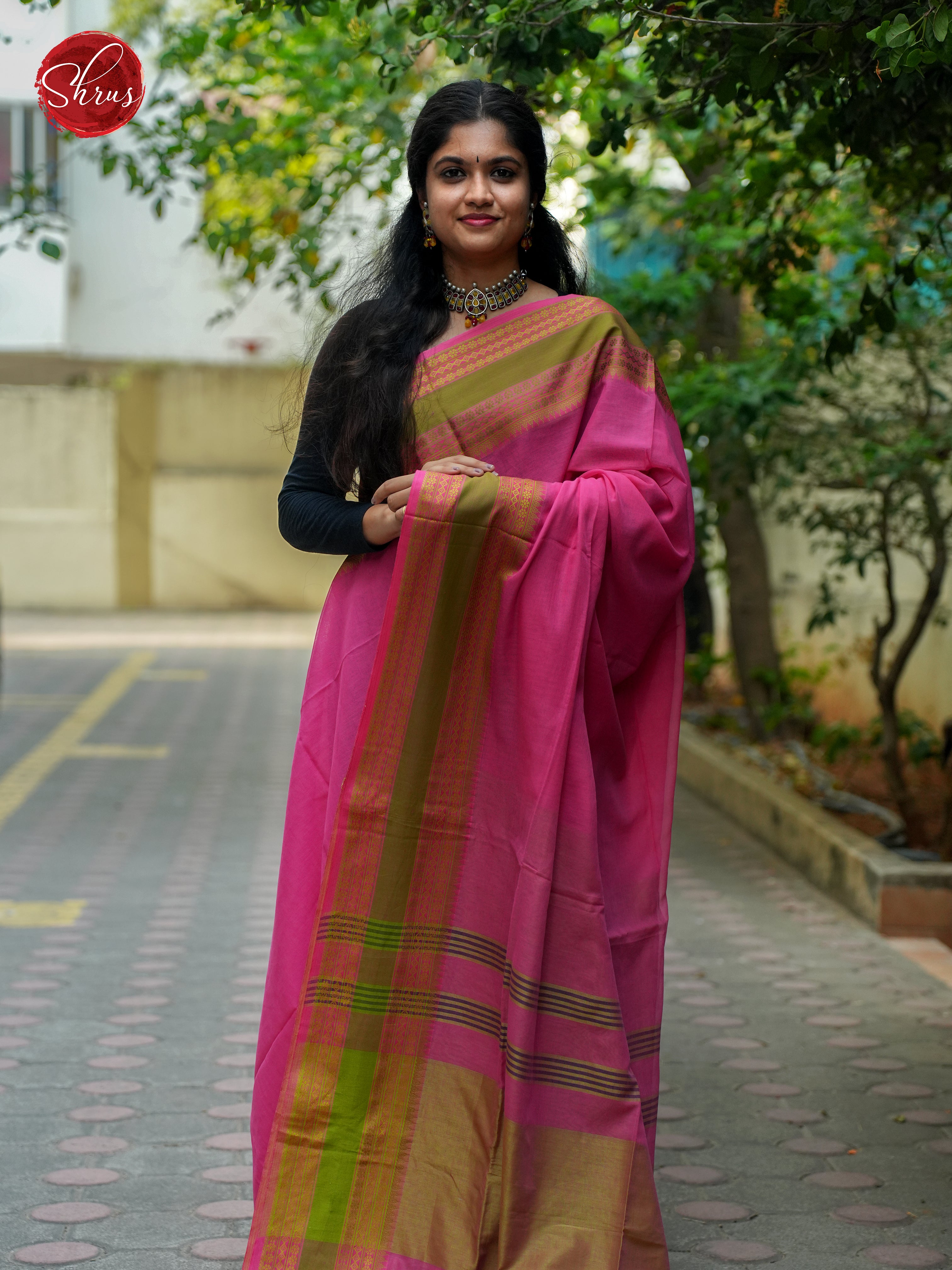 Pink & Brown - Bengal cotton Saree - Shop on ShrusEternity.com
