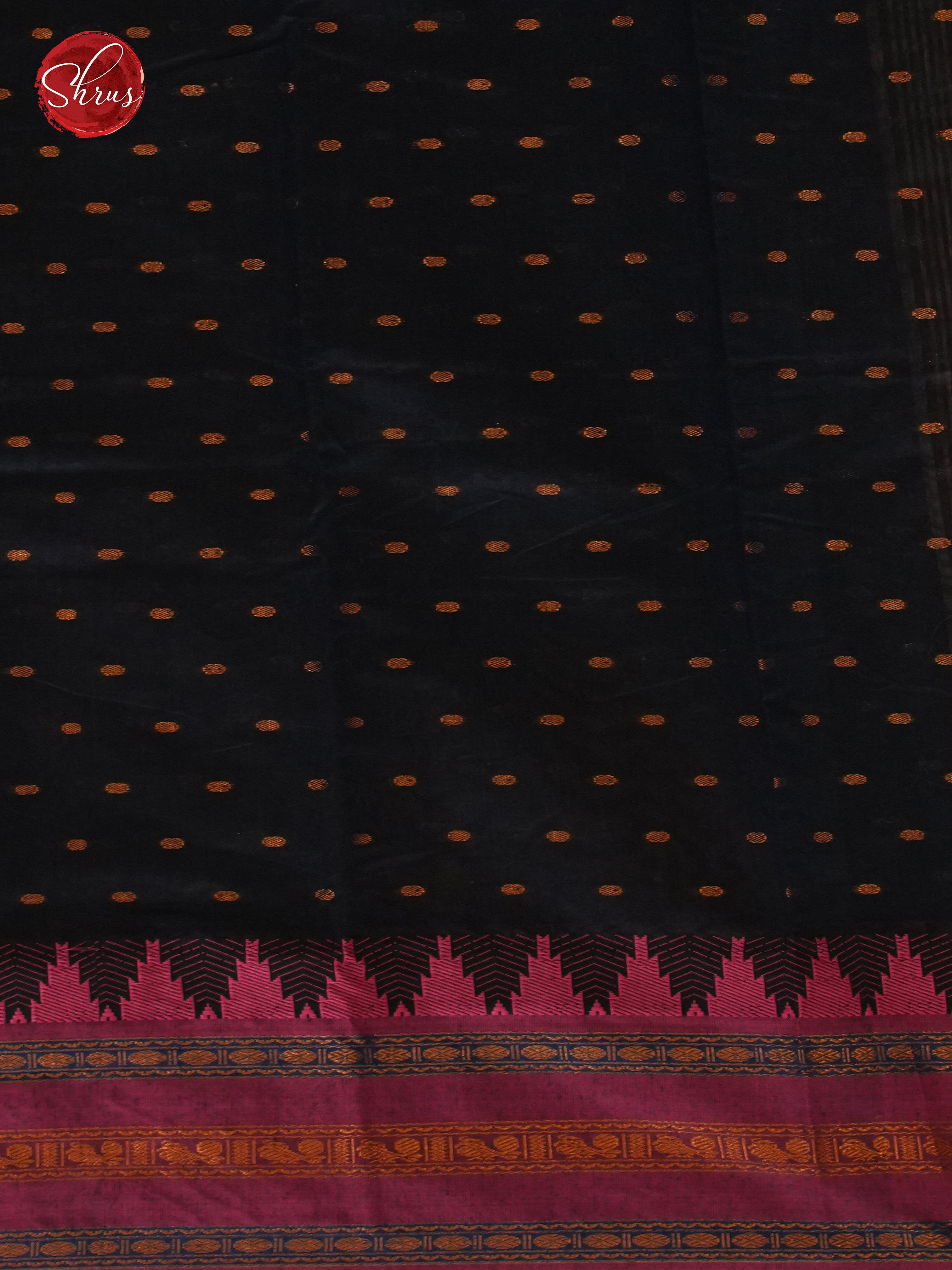 Mustard & Black - Mercerized Cotton Saree - Shop on ShrusEternity.com