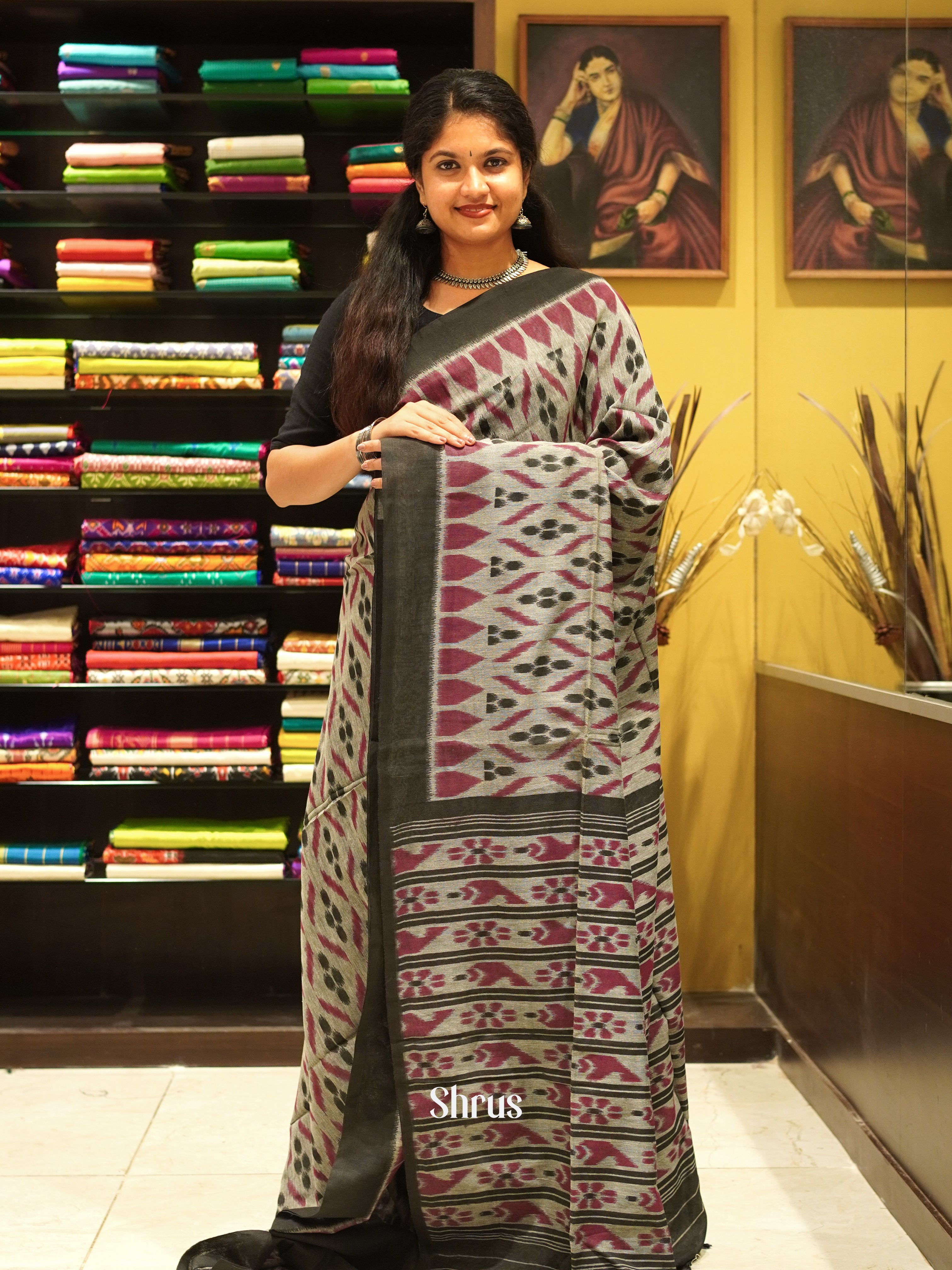Grey - Bengal cotton Saree - Shop on ShrusEternity.com