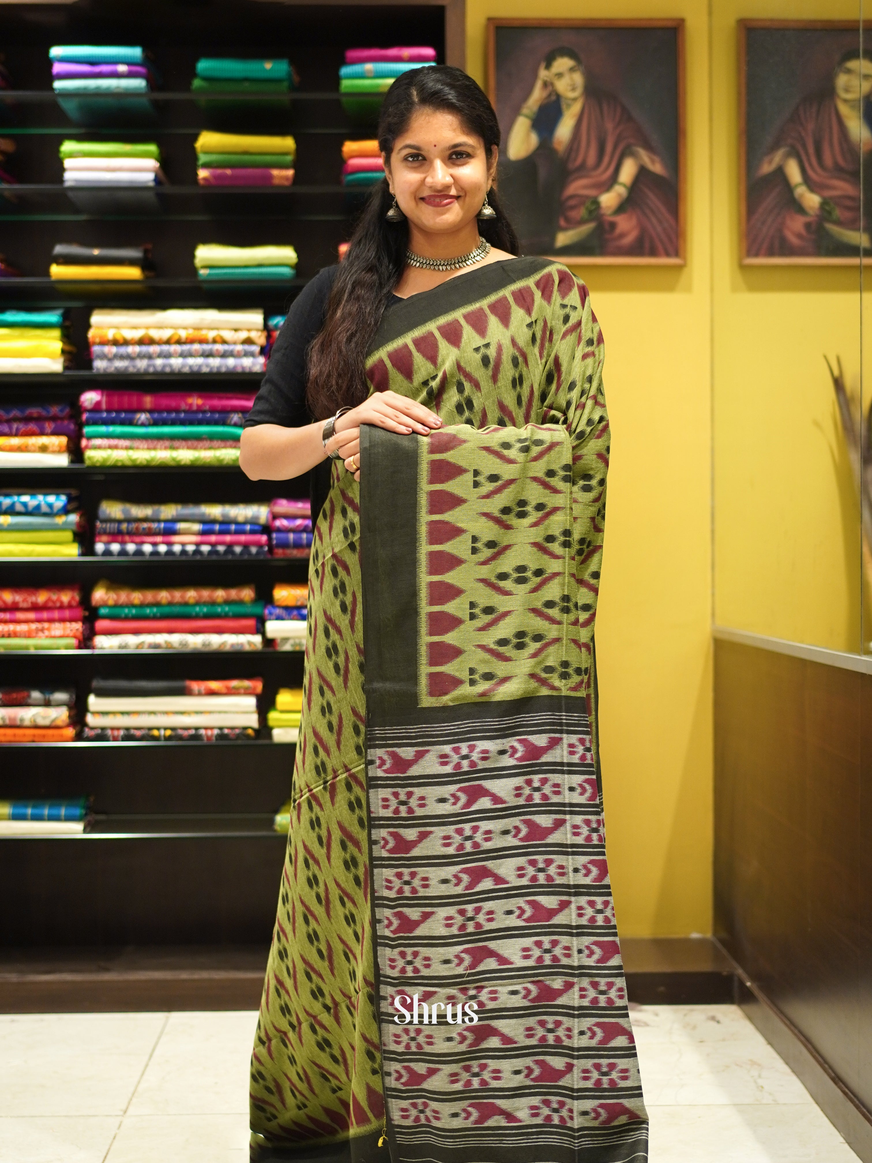 Green & Grey - Bengal cotton Saree - Shop on ShrusEternity.com