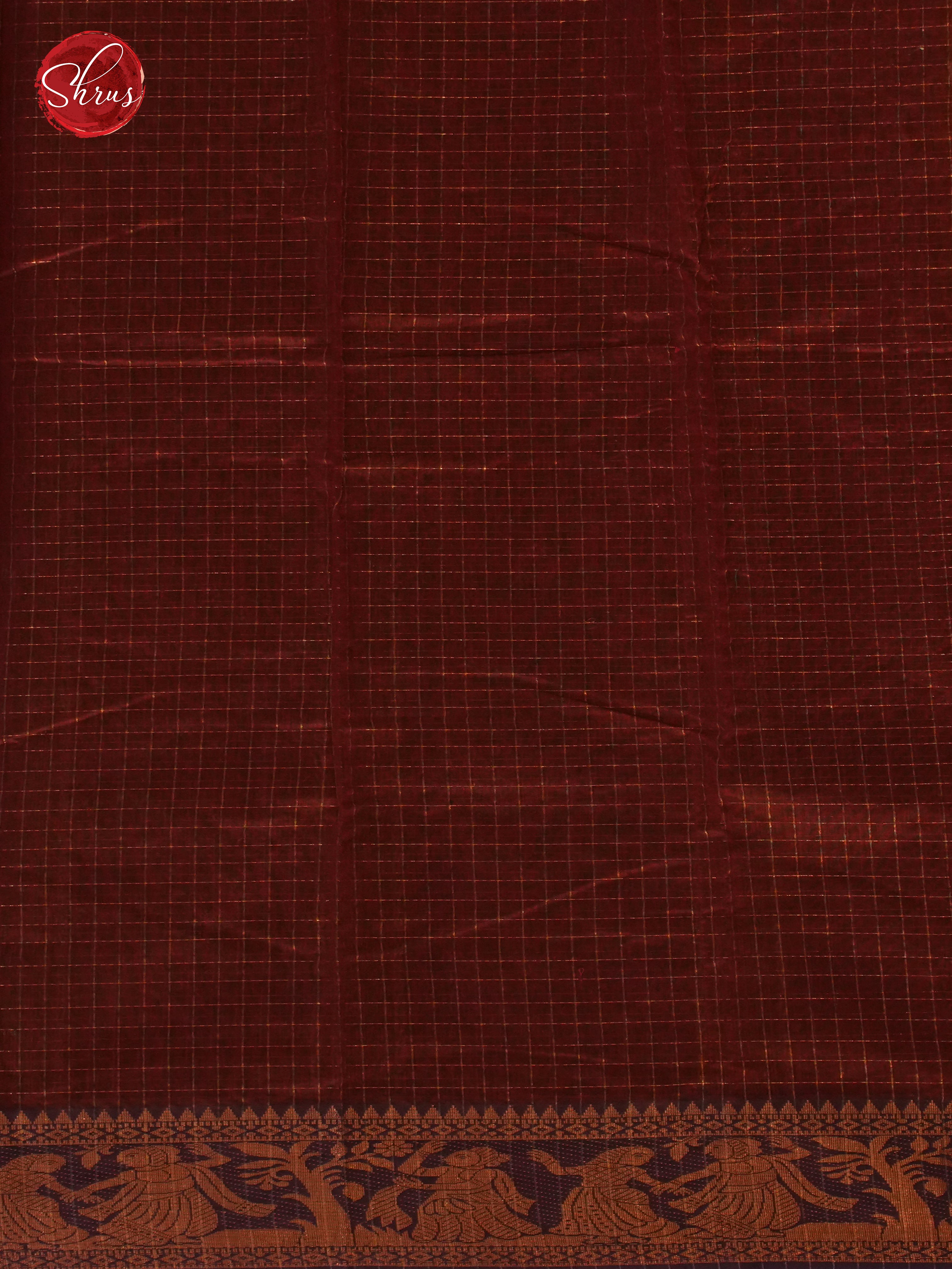 Grey & Maroon - Mercerized Cotton Saree - Shop on ShrusEternity.com