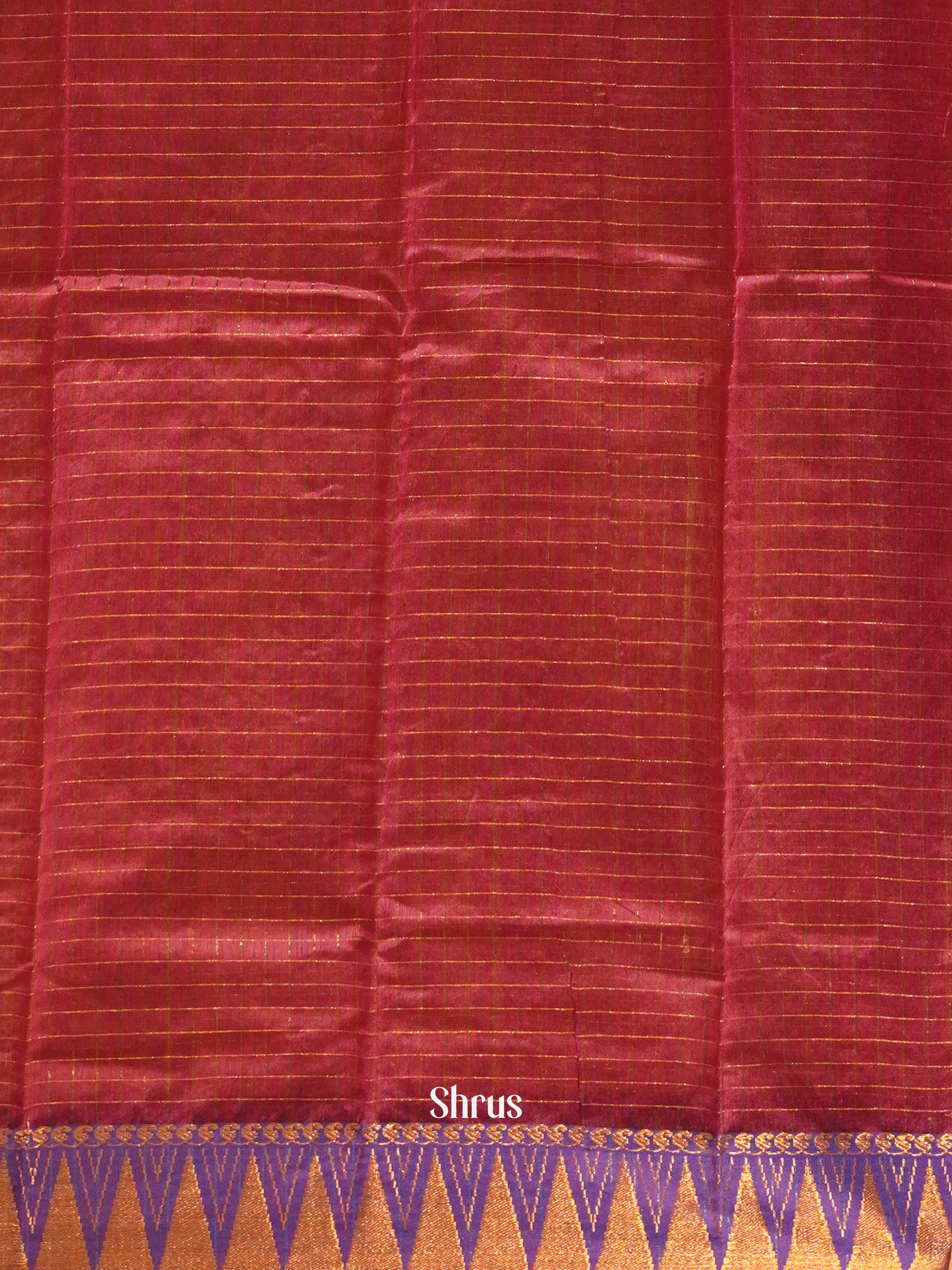 Mustard & Red - Mercerized Cotton Saree - Shop on ShrusEternity.com