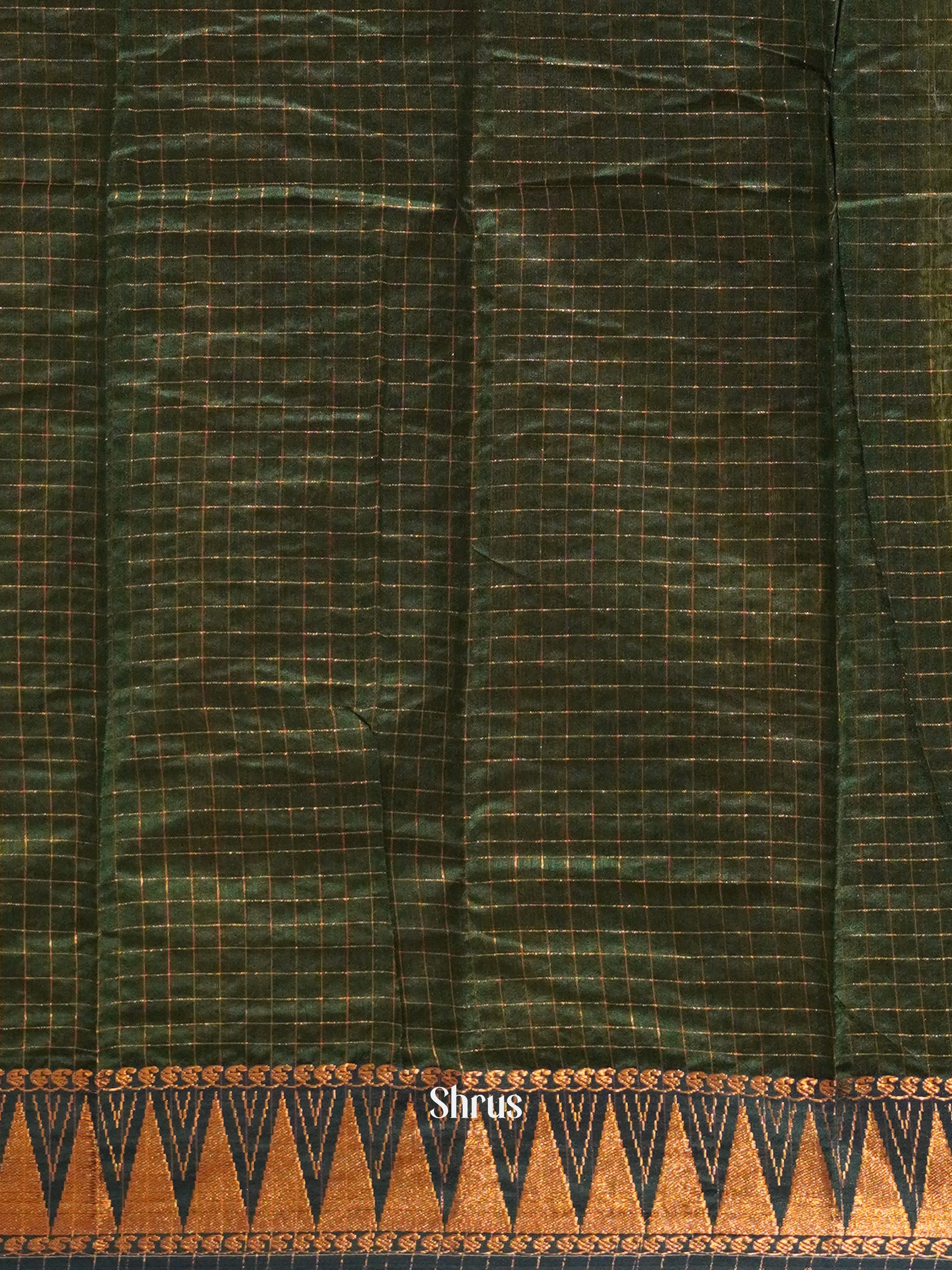 Brick & Green - Mercerized Cotton Saree - Shop on ShrusEternity.com