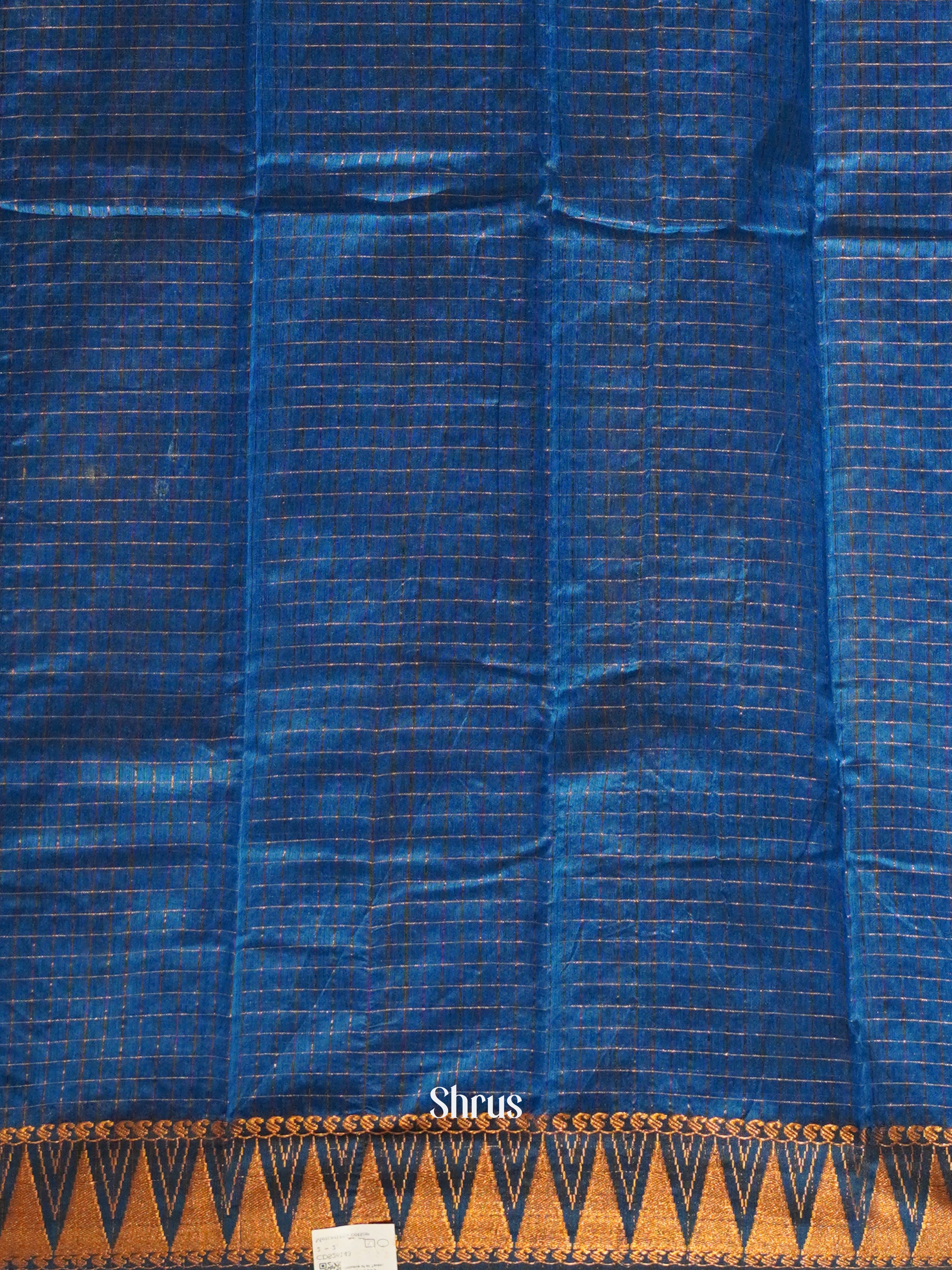Black & Blue - Mercerized Cotton Saree - Shop on ShrusEternity.com