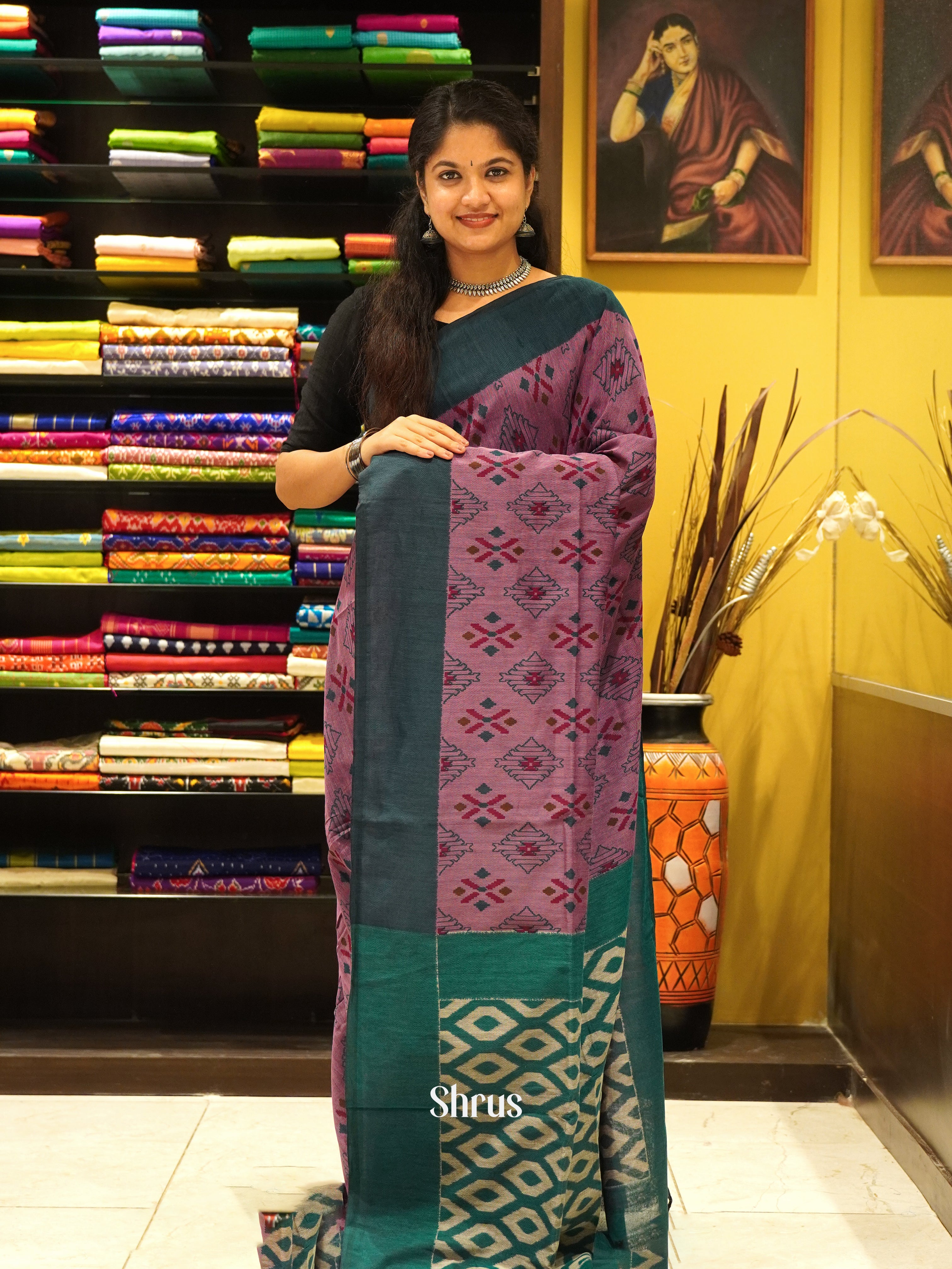 Onion Pink & Green - Bengal cotton Saree - Shop on ShrusEternity.com