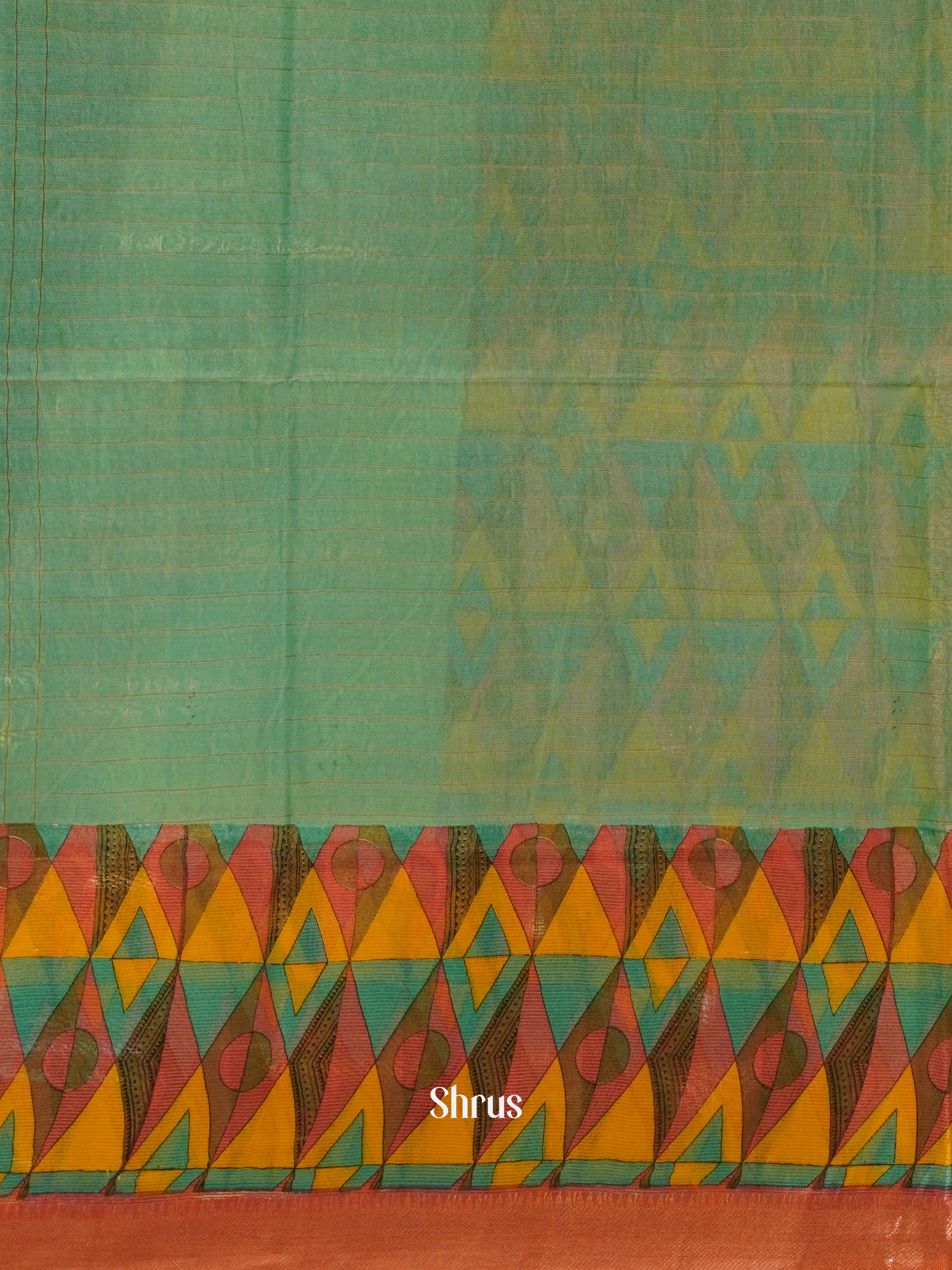 Green & Orange - Semi Tussar Saree - Shop on ShrusEternity.com