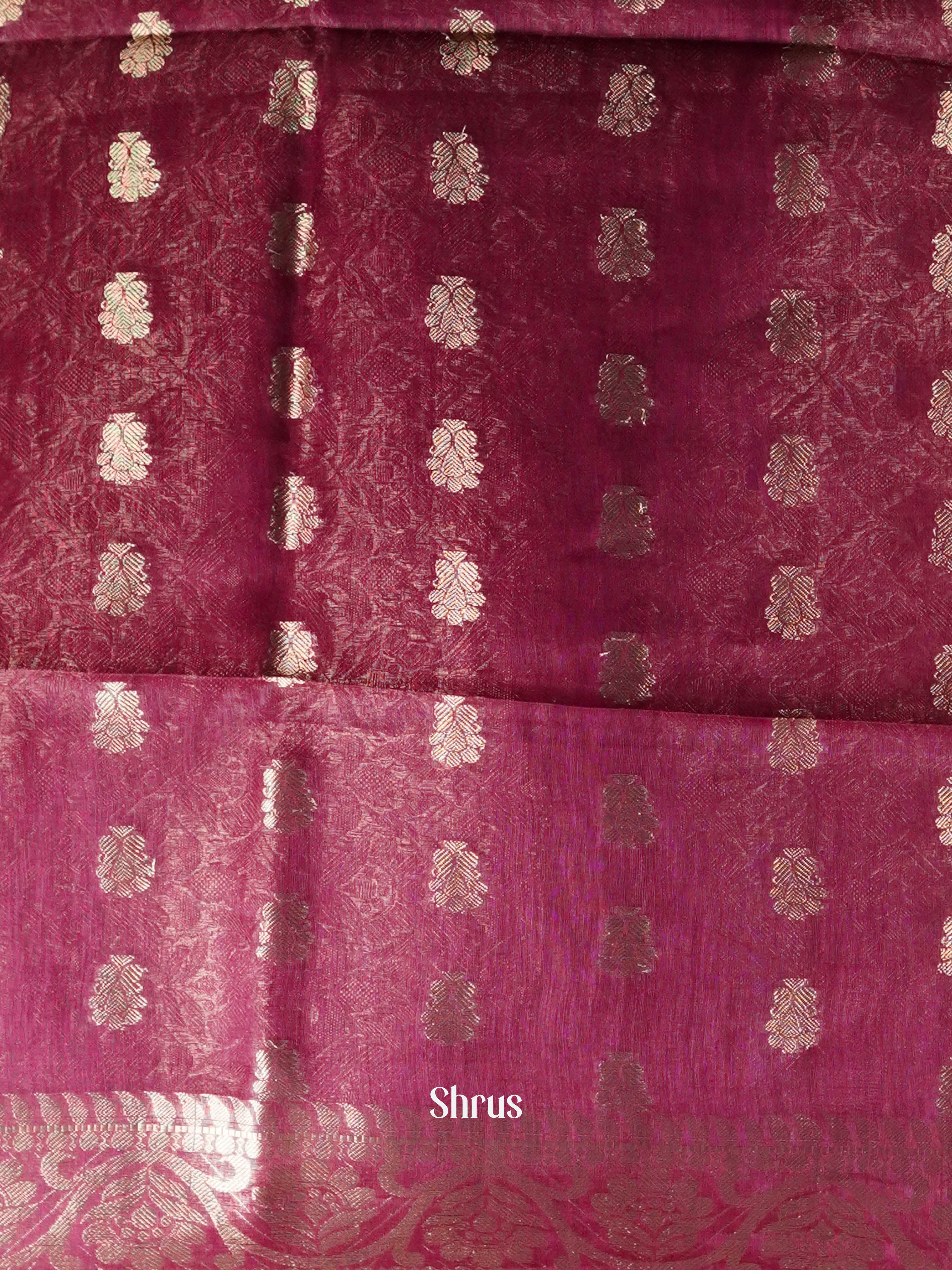 Dark Magenta - Linen silk Saree - Shop on ShrusEternity.com