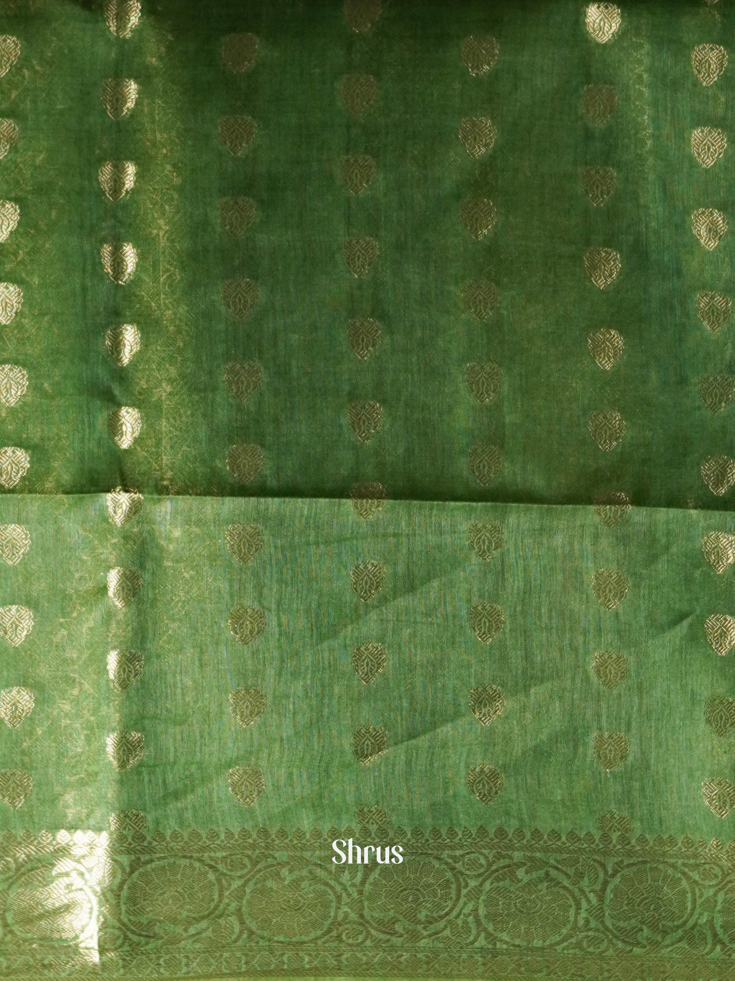 Green - Linen silk Saree - Shop on ShrusEternity.com