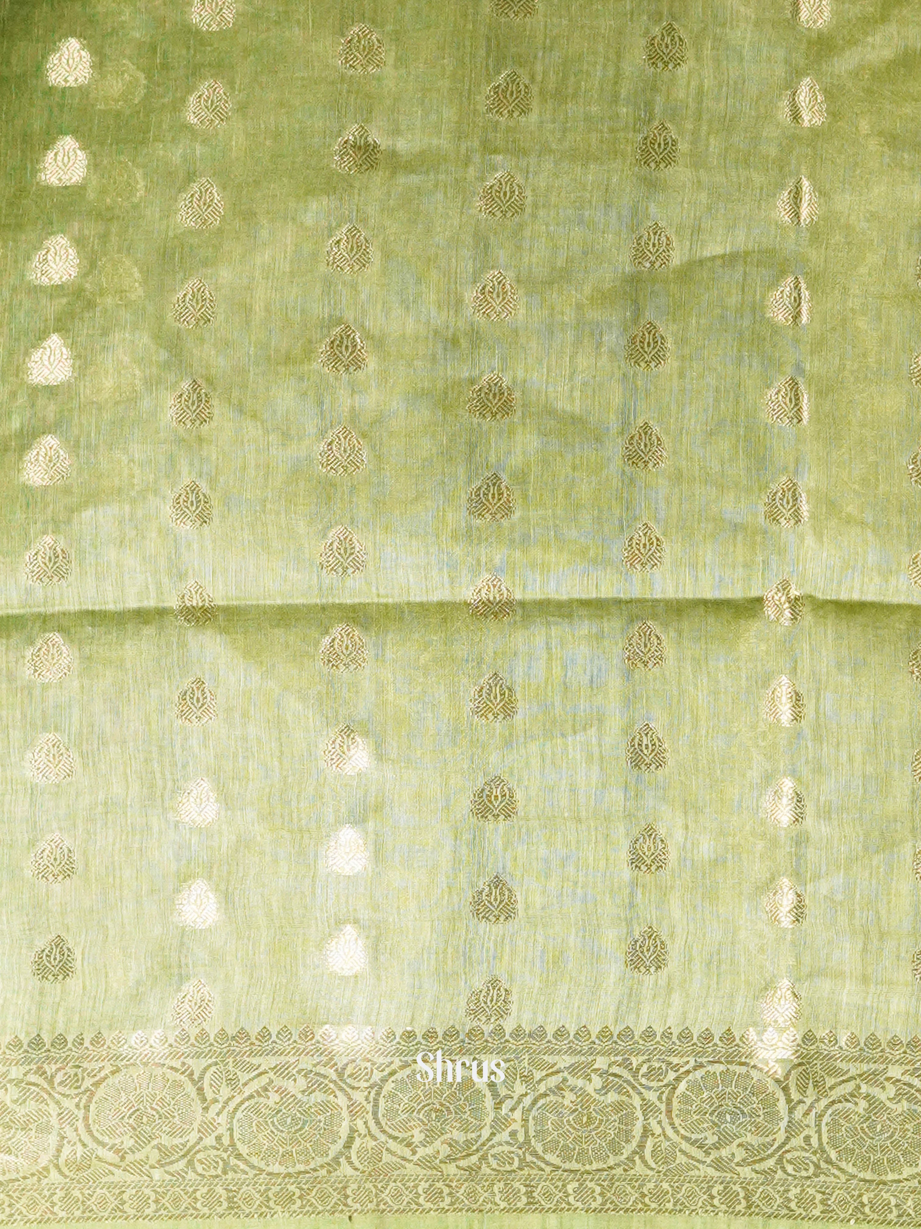 Pista Green - Linen silk Saree - Shop on ShrusEternity.com