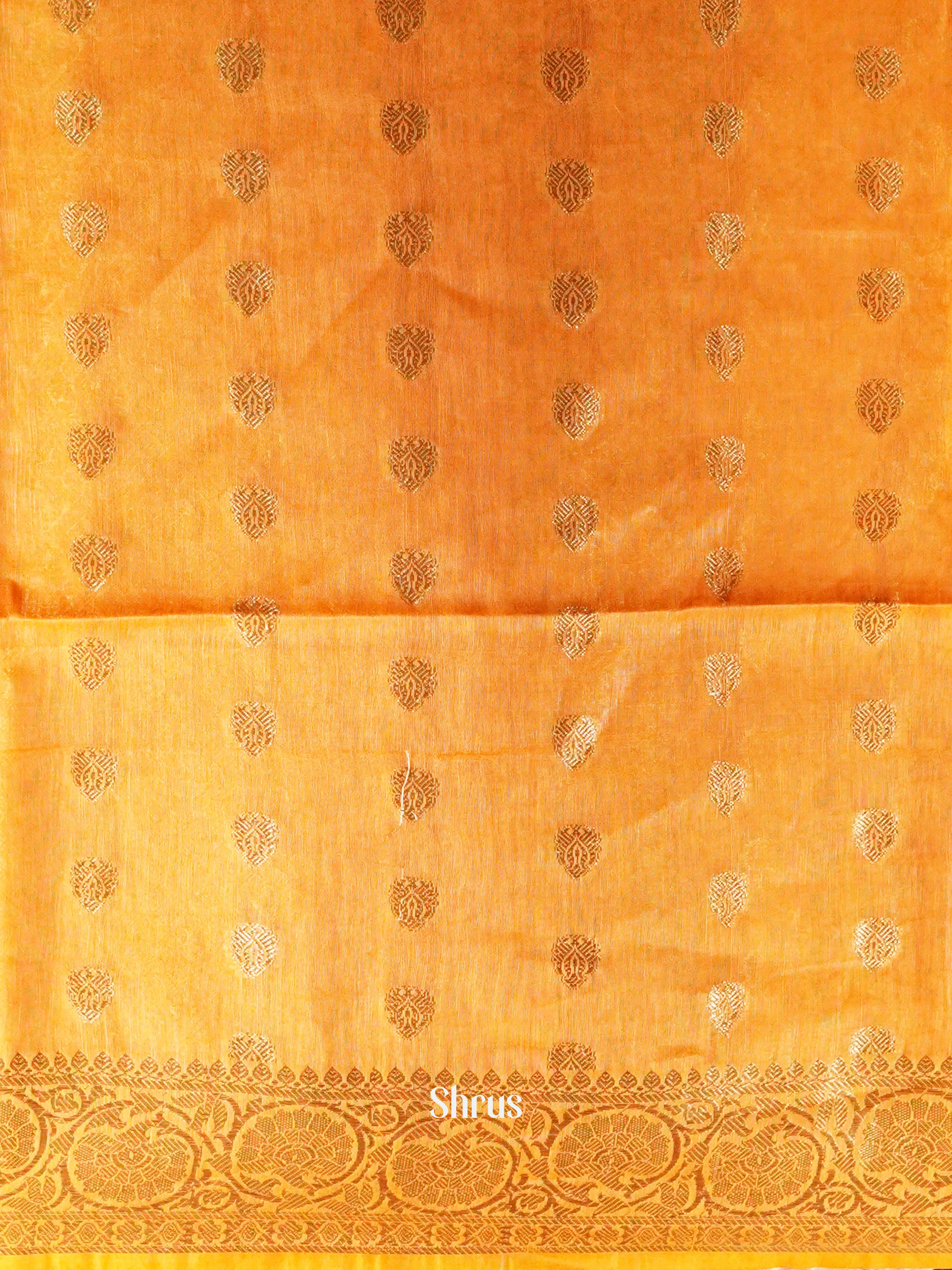 Mustard Orange - Linen silk Saree - Shop on ShrusEternity.com