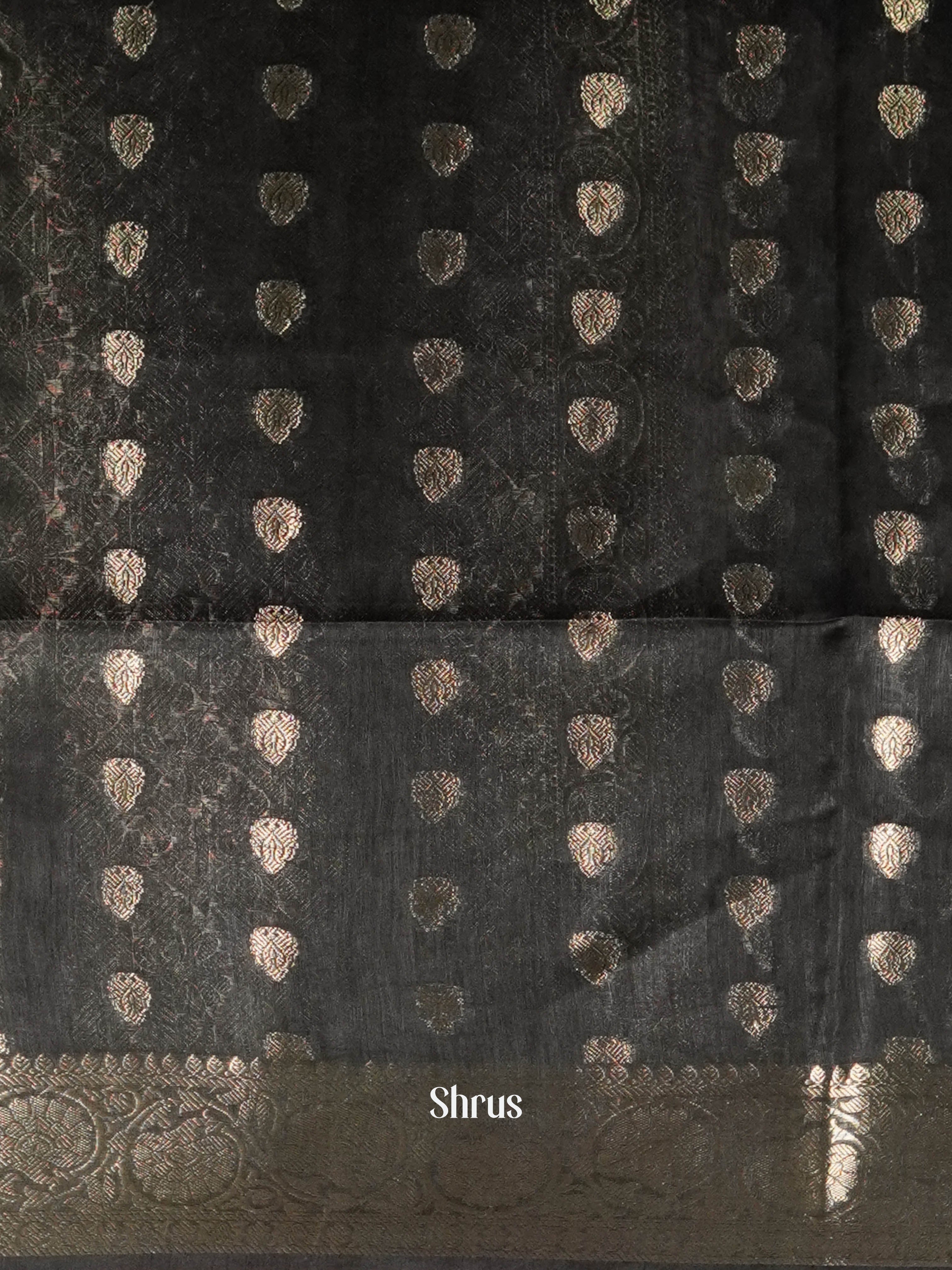 Black - Linen silk Saree - Shop on ShrusEternity.com
