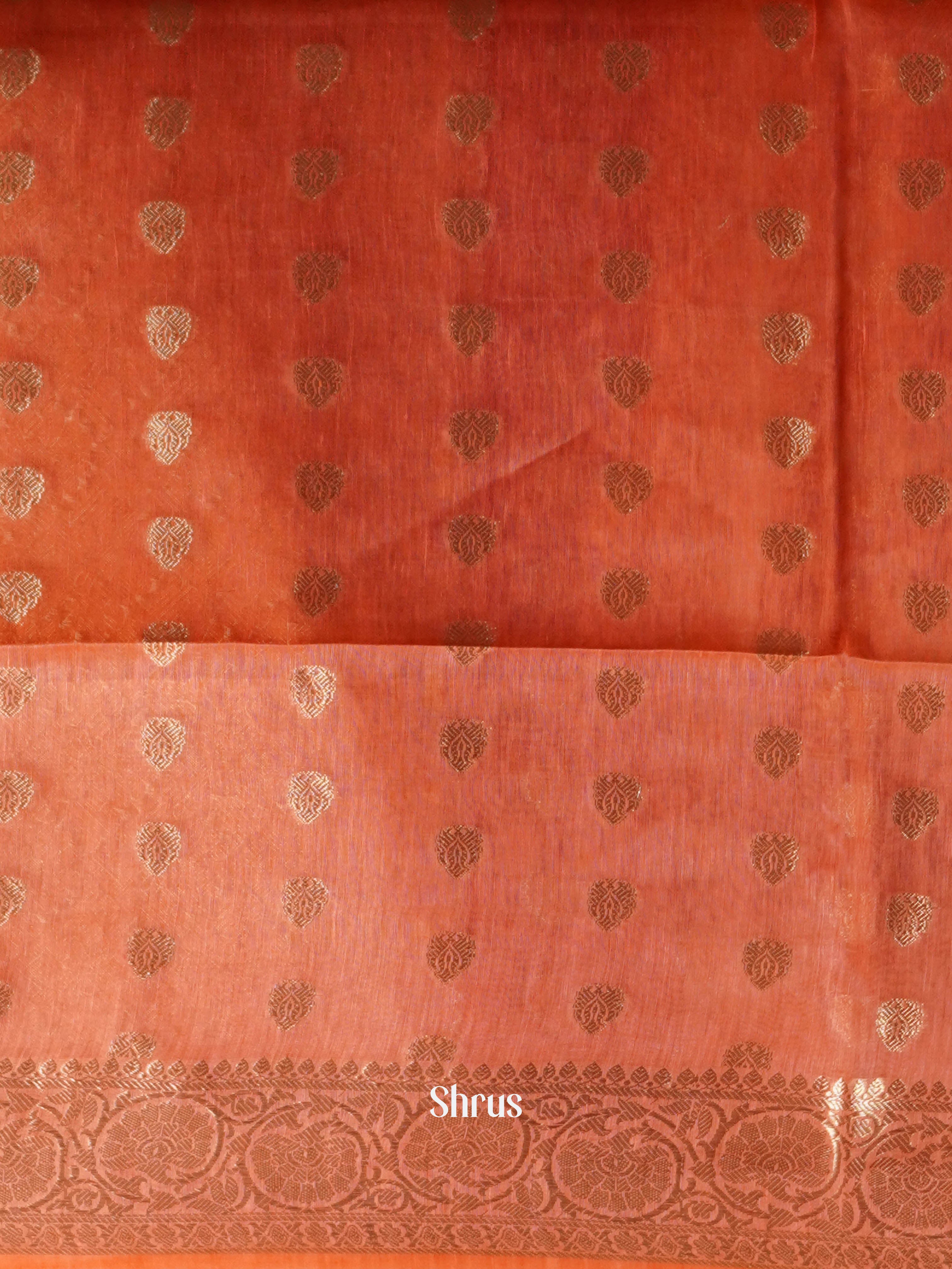 Peach - Linen silk Saree - Shop on ShrusEternity.com