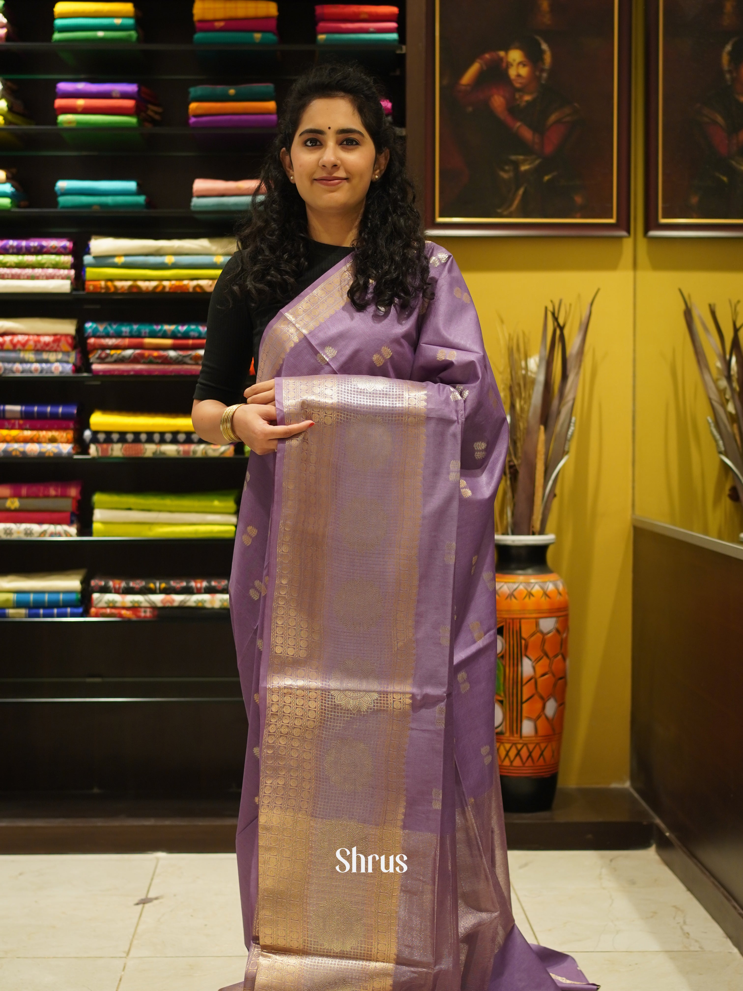 Lavender (Single Tone) - Semi Silk Cotton Saree - Shop on ShrusEternity.com