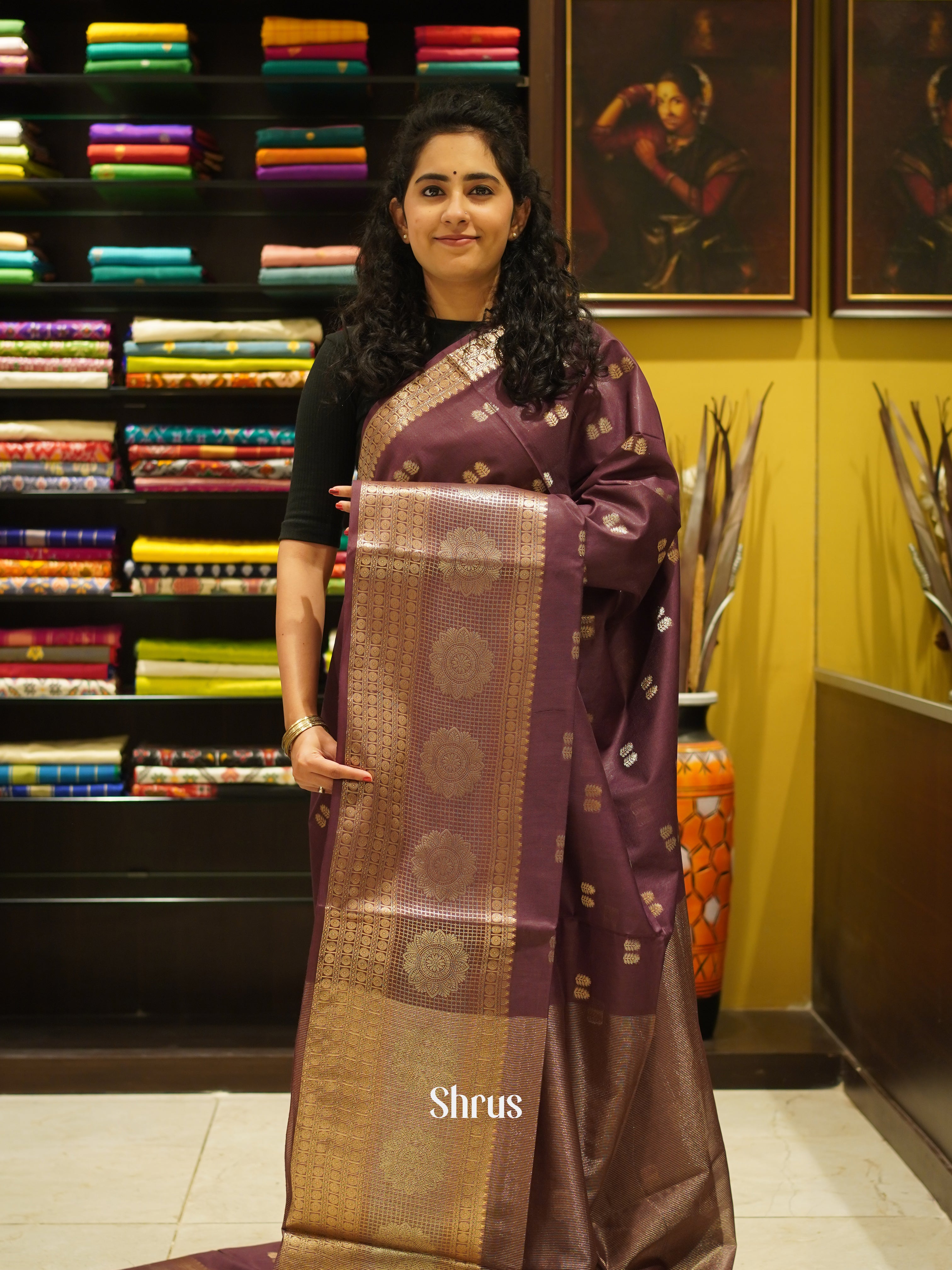 Brown(Single Tone)- Semi Silk Cotton Saree - Shop on ShrusEternity.com