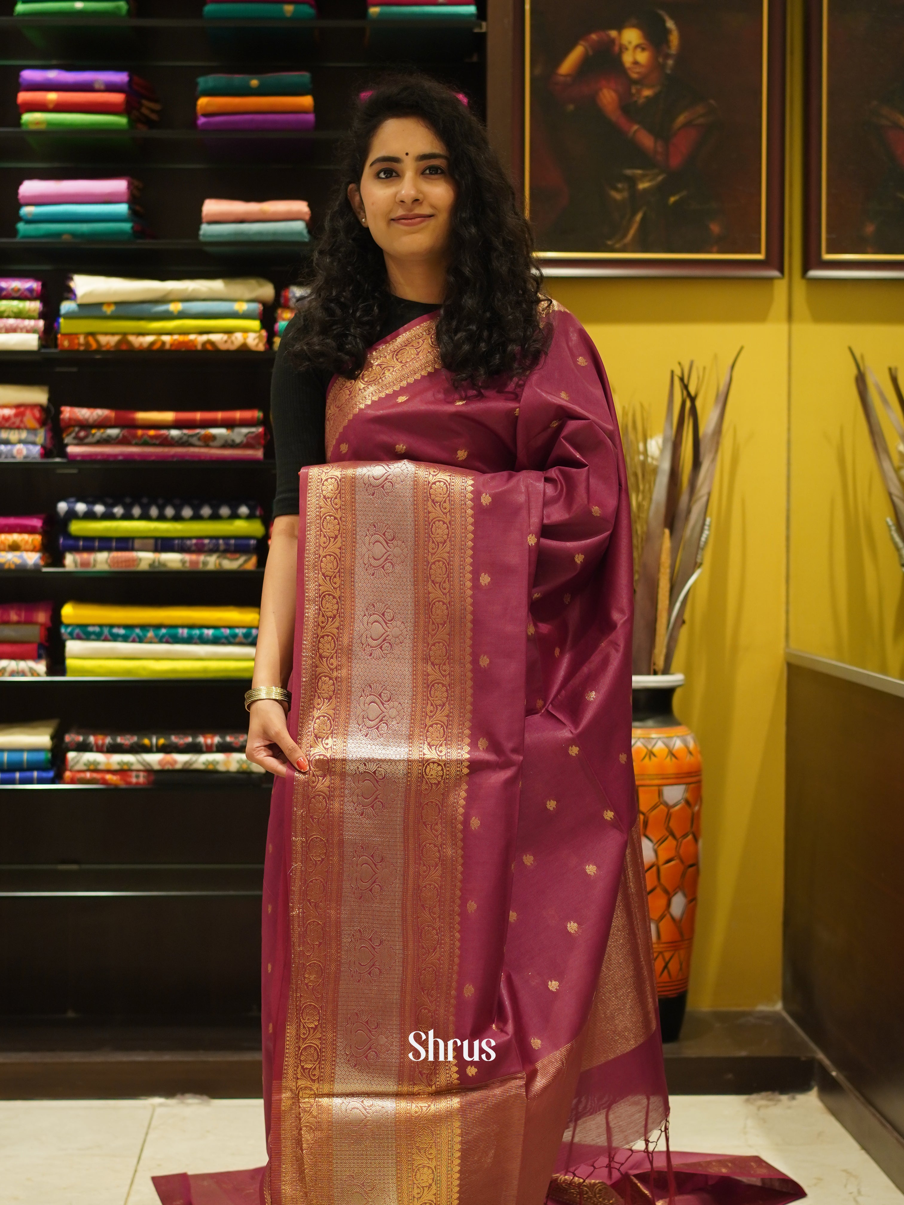 Purple (Single Tone)- Semi Silk Cotton Saree - Shop on ShrusEternity.com