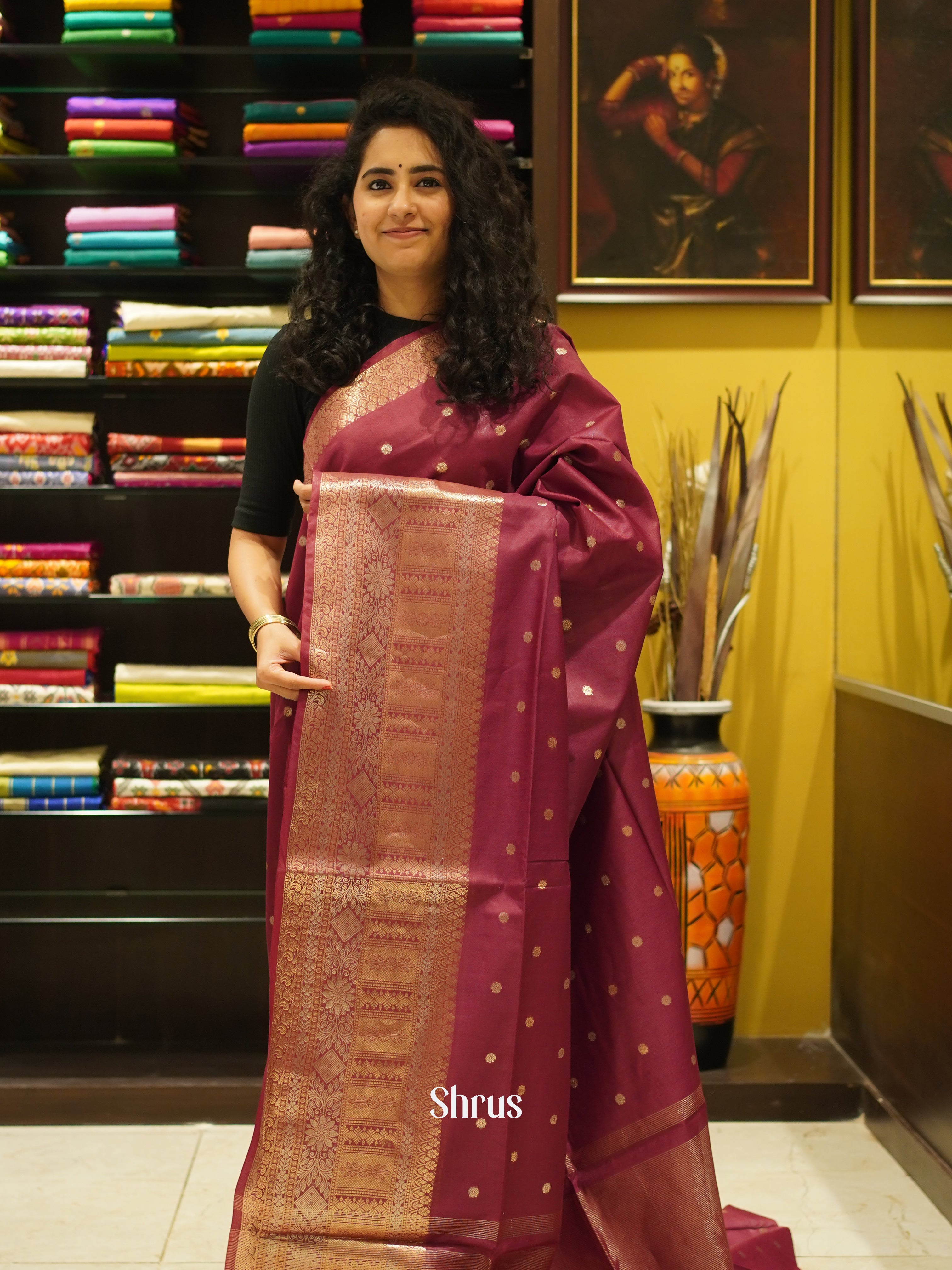 Majenta(Single Tone)- Semi Silk Cotton saree - Shop on ShrusEternity.com