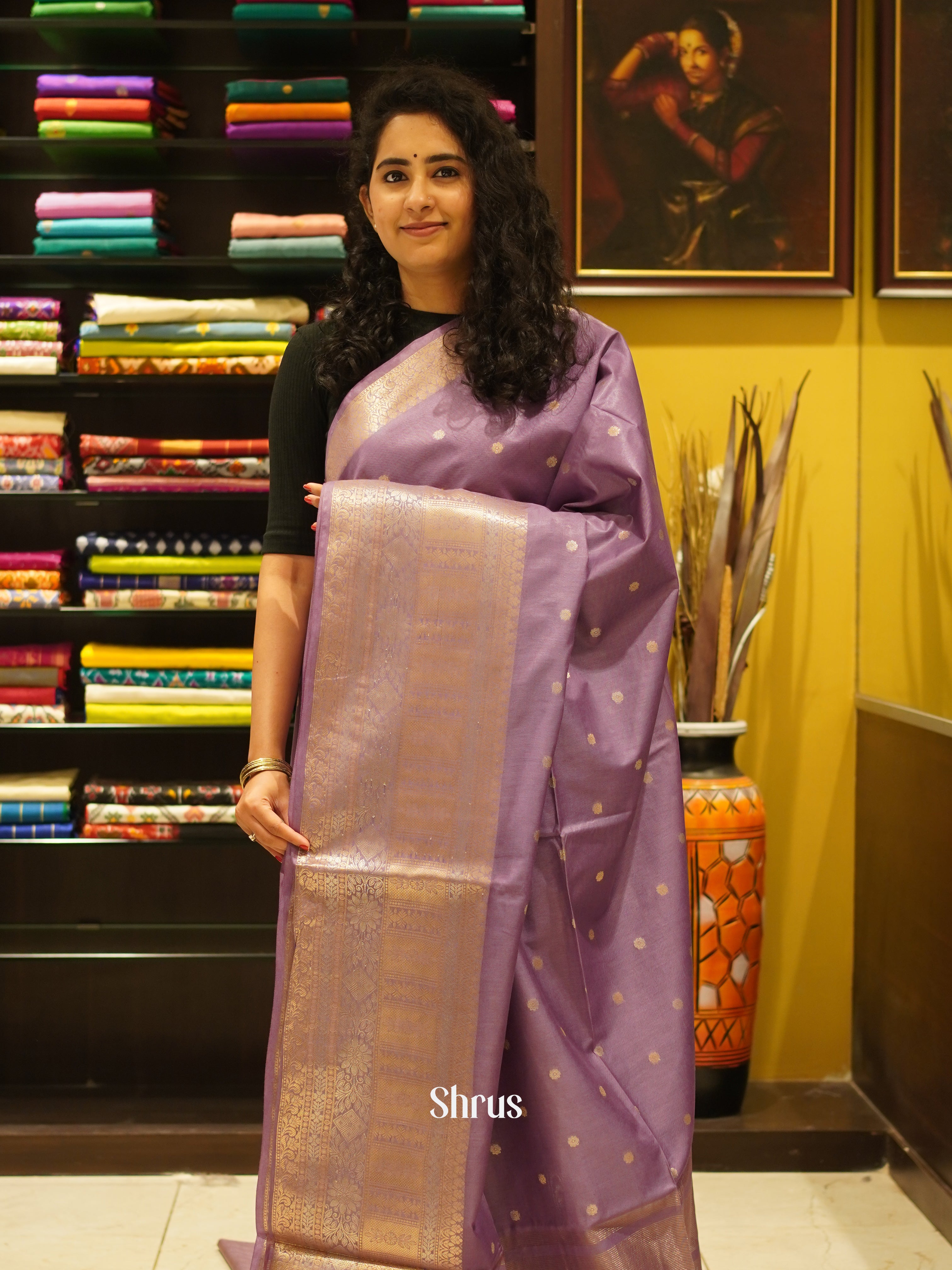 Purple(Single Tone)- Semi Silk Cotton saree - Shop on ShrusEternity.com