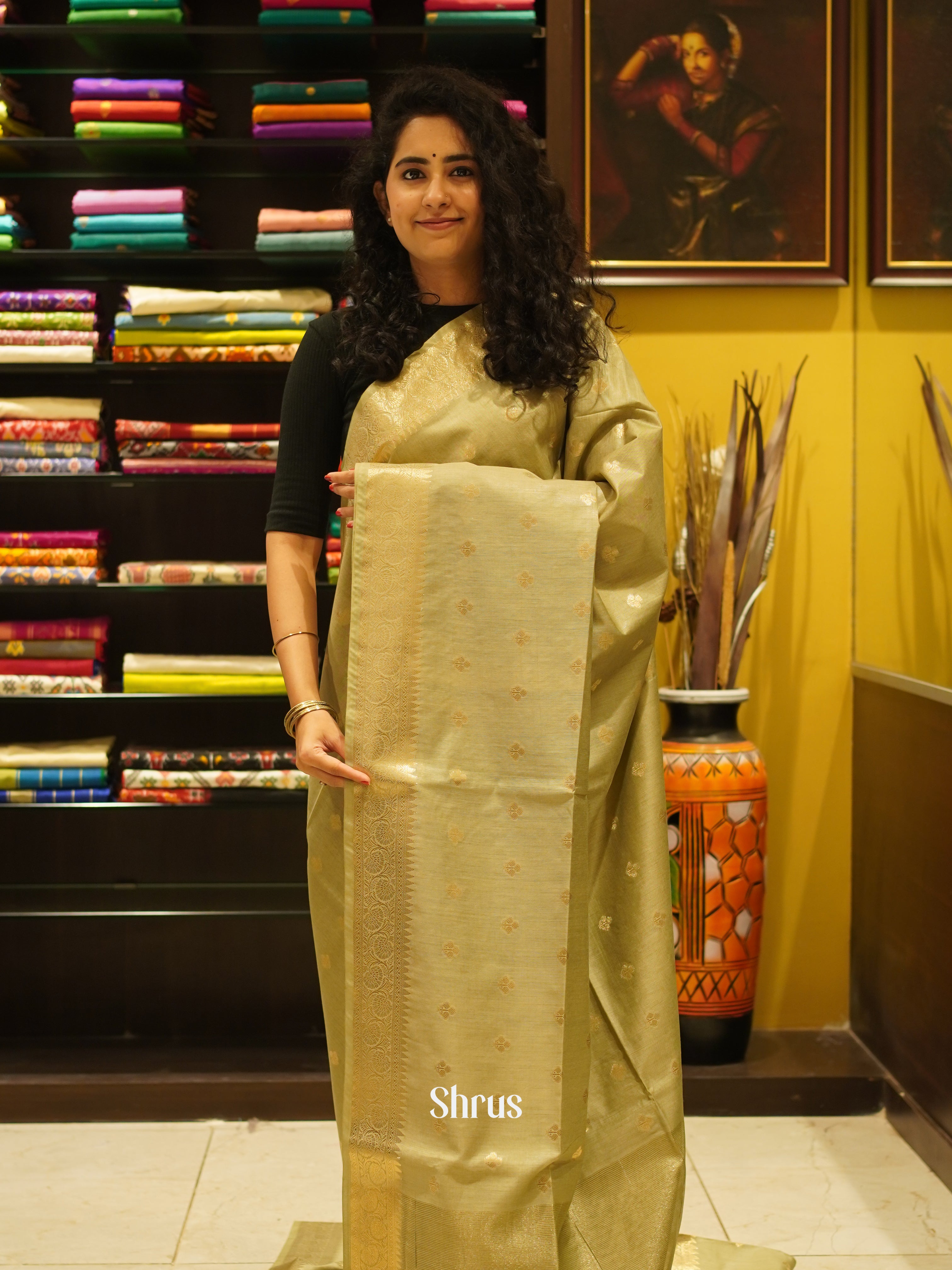 Green(single Tone)- Semi Silk Cotton Saree - Shop on ShrusEternity.com