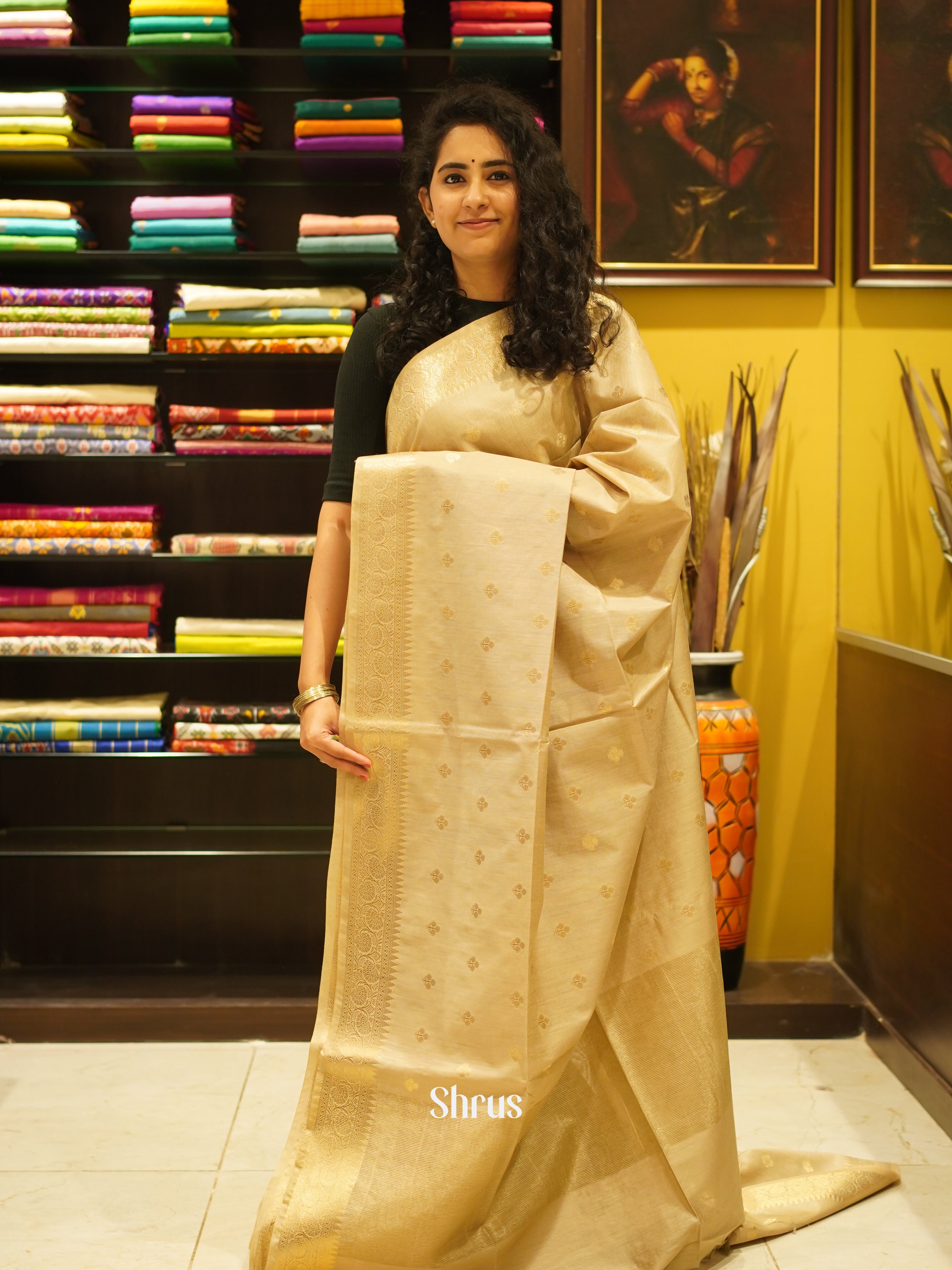 Sandal(Single Tone)- Semi Silk Cotton saree - Shop on ShrusEternity.com
