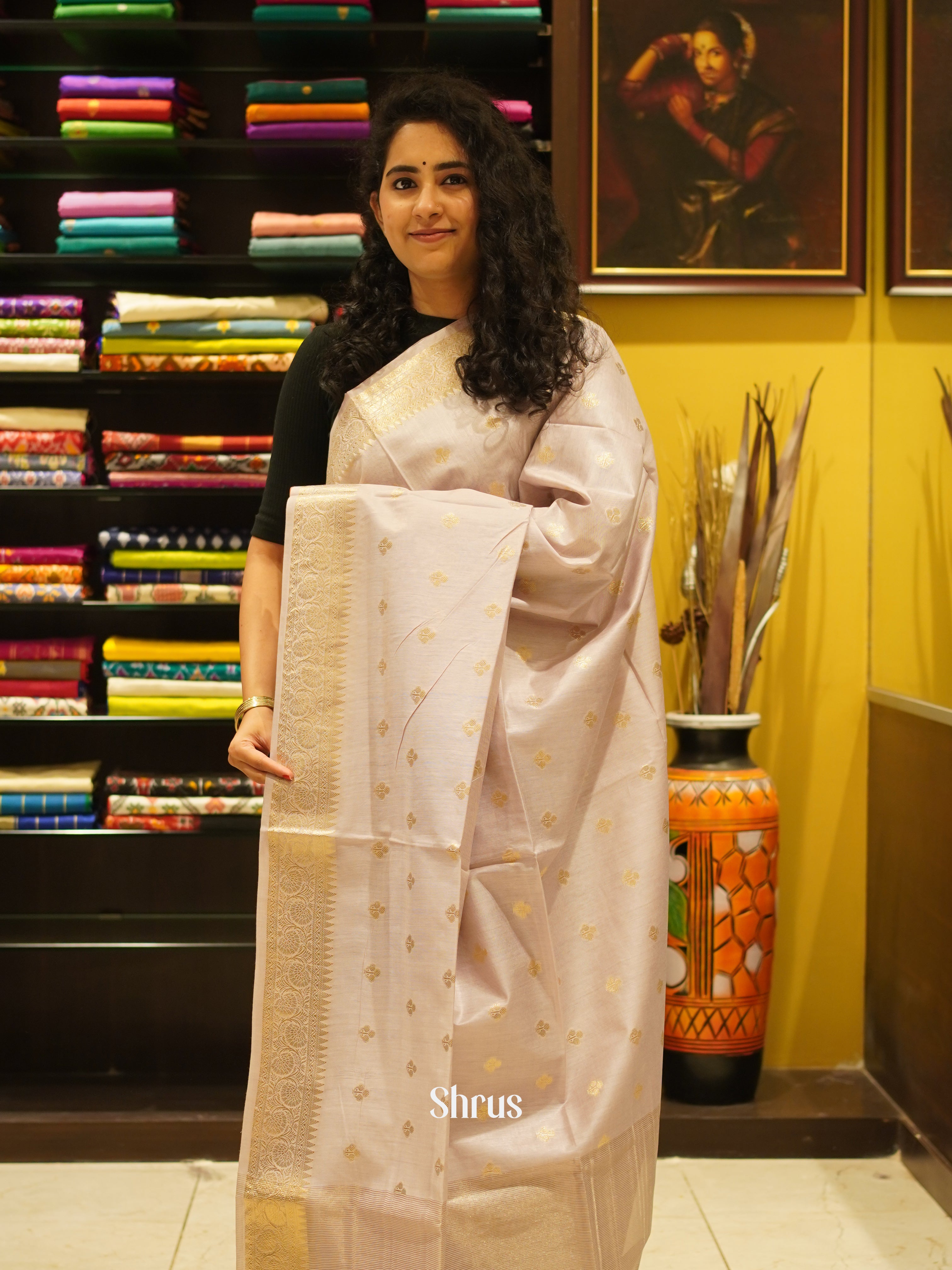 Dusty Pink(Single Tone)- Semi Silk Cotton Saree - Shop on ShrusEternity.com