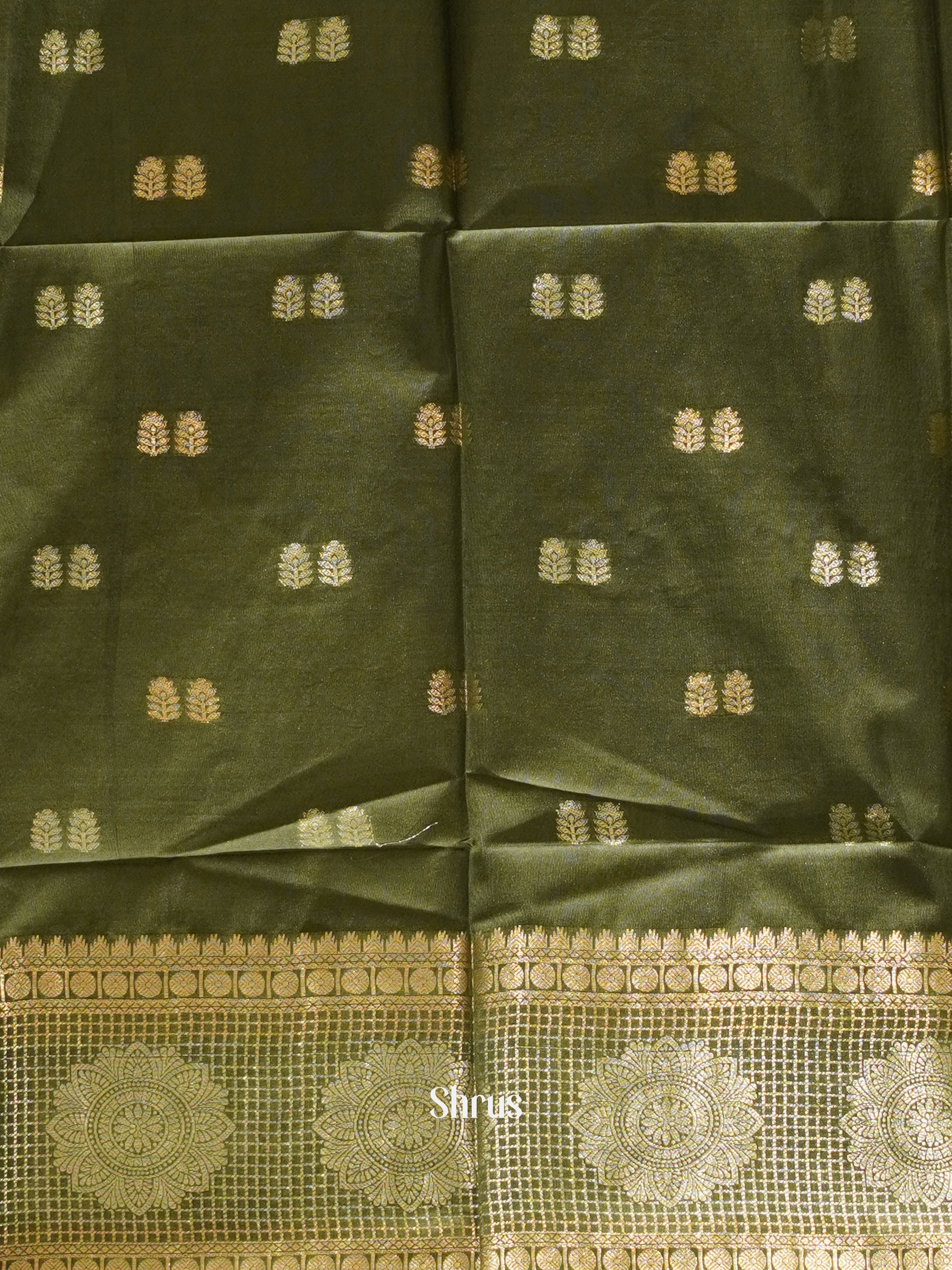 Green(Single Tone) - Semi Silk Cotton Saree - Shop on ShrusEternity.com