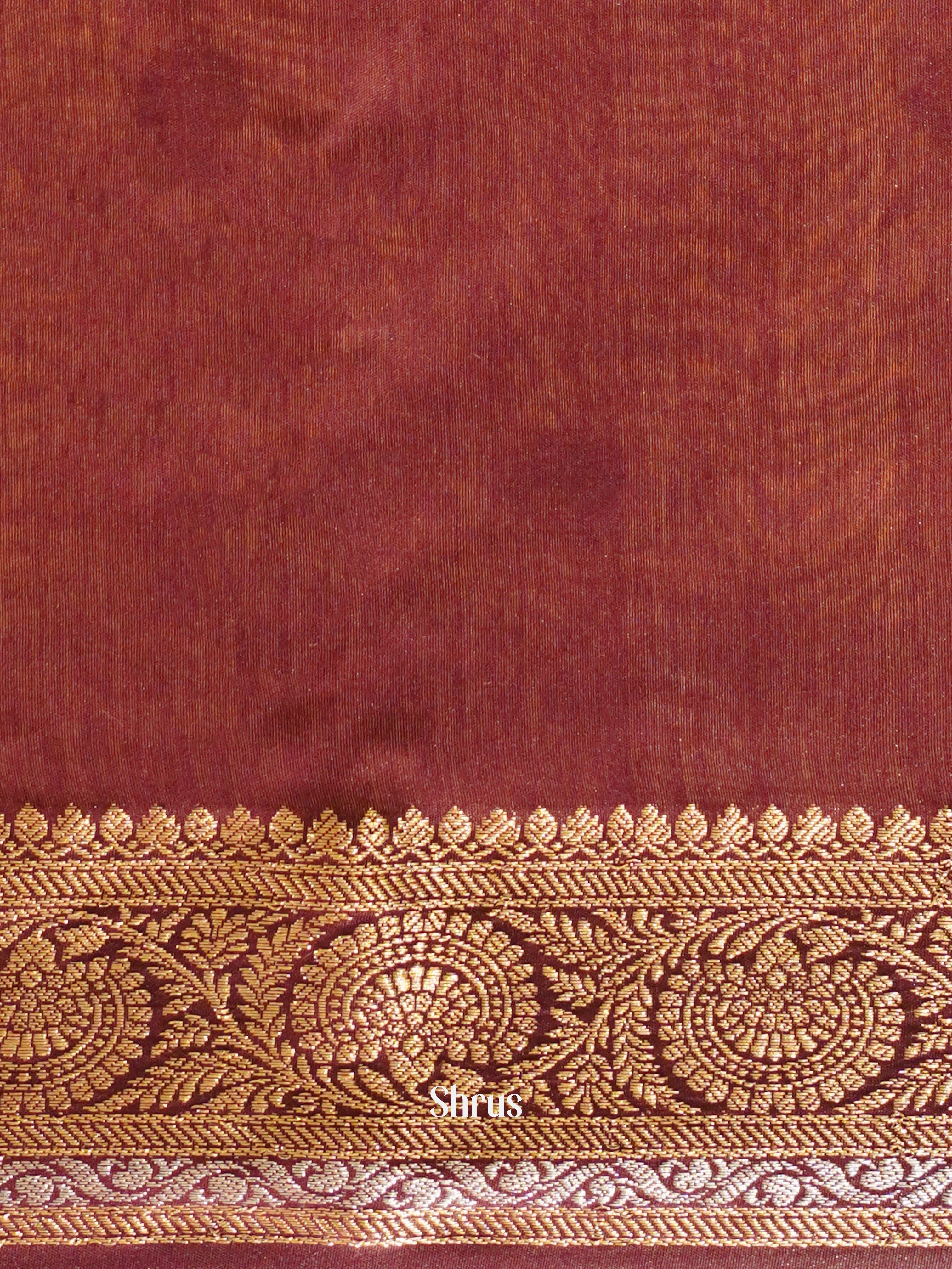 Red & Brown -North silkcotton Saree - Shop on ShrusEternity.com