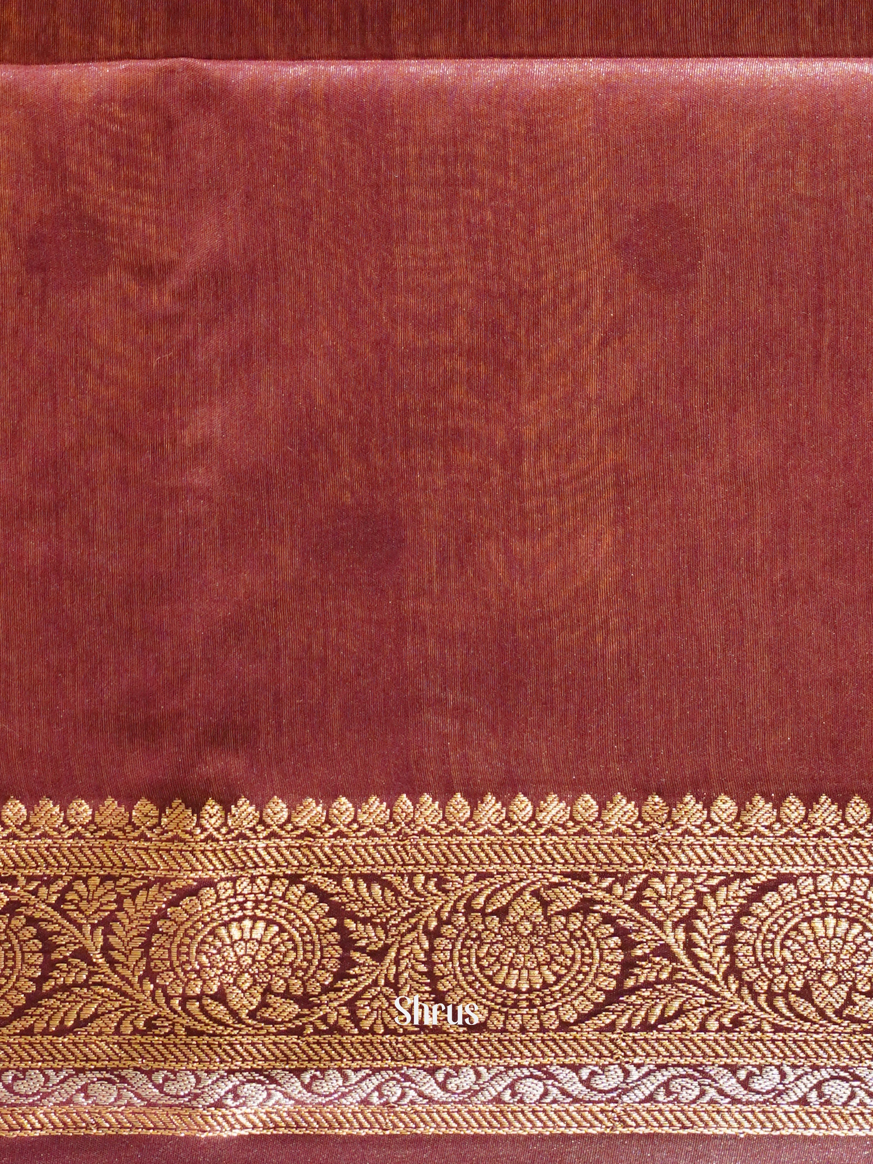 Peach & Brown -North silkcotton Saree - Shop on ShrusEternity.com