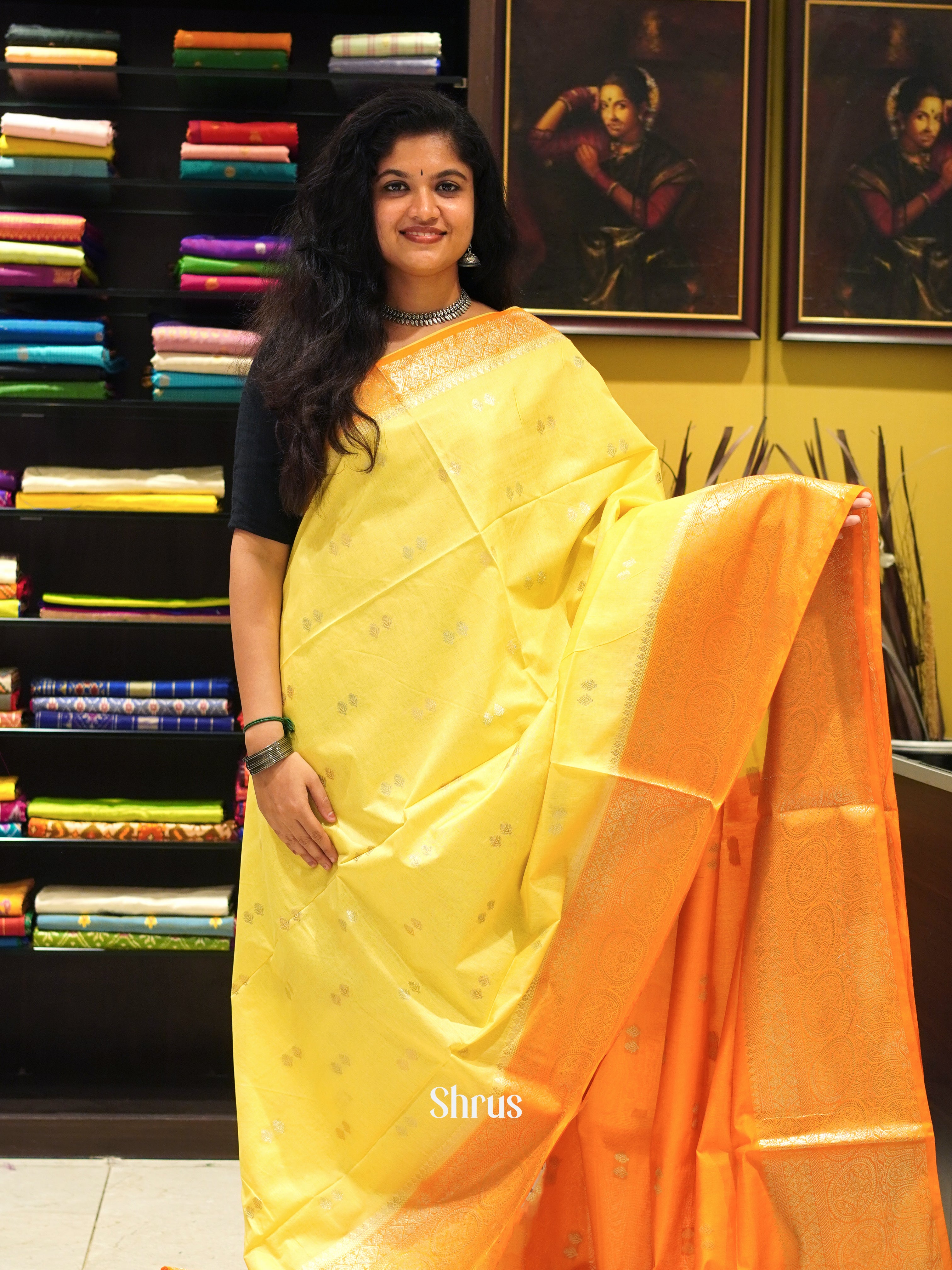 Yellow & Orange -North silkcotton - Shop on ShrusEternity.com