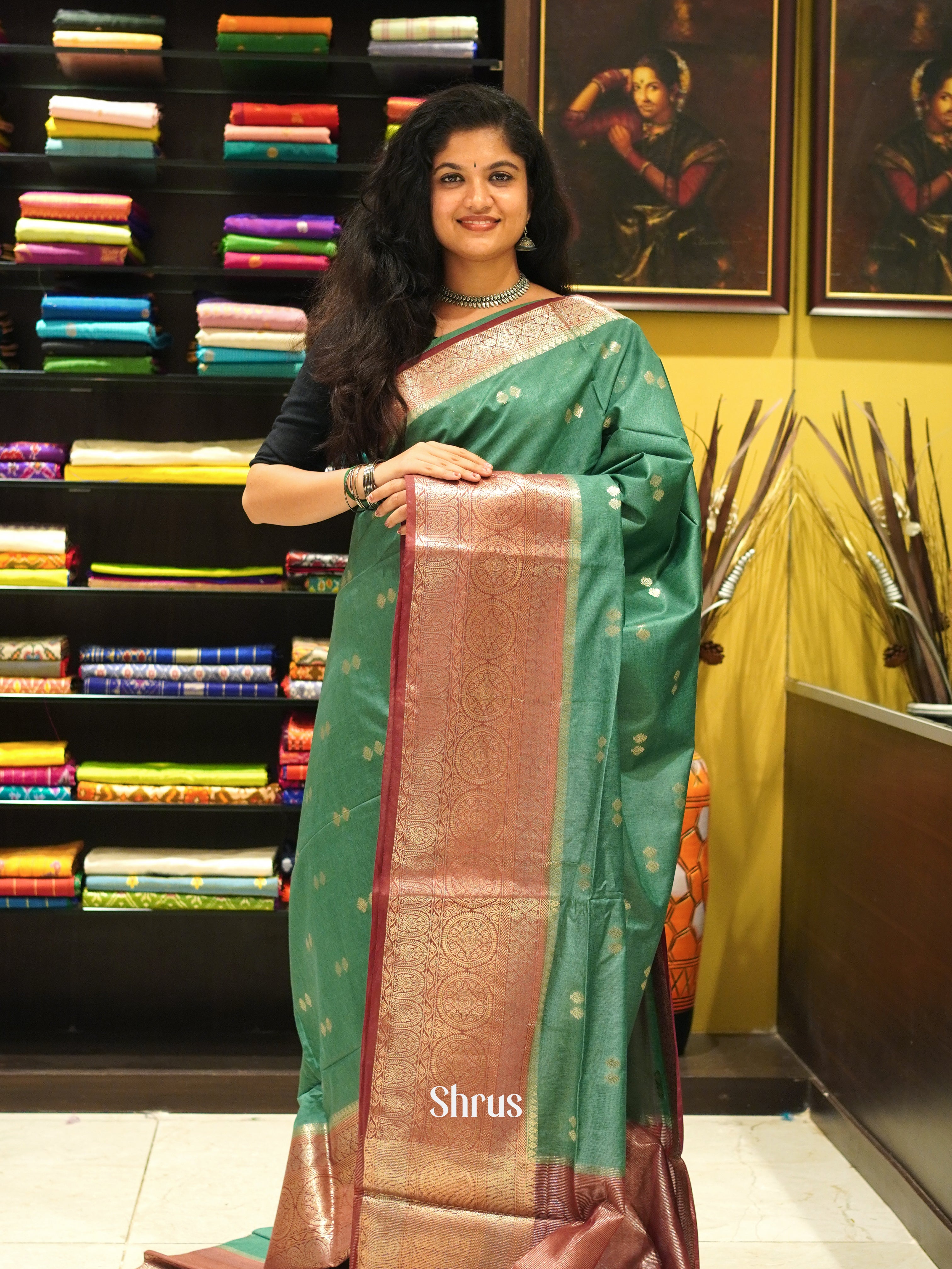 Green & Maroon - North silkcotton - Shop on ShrusEternity.com