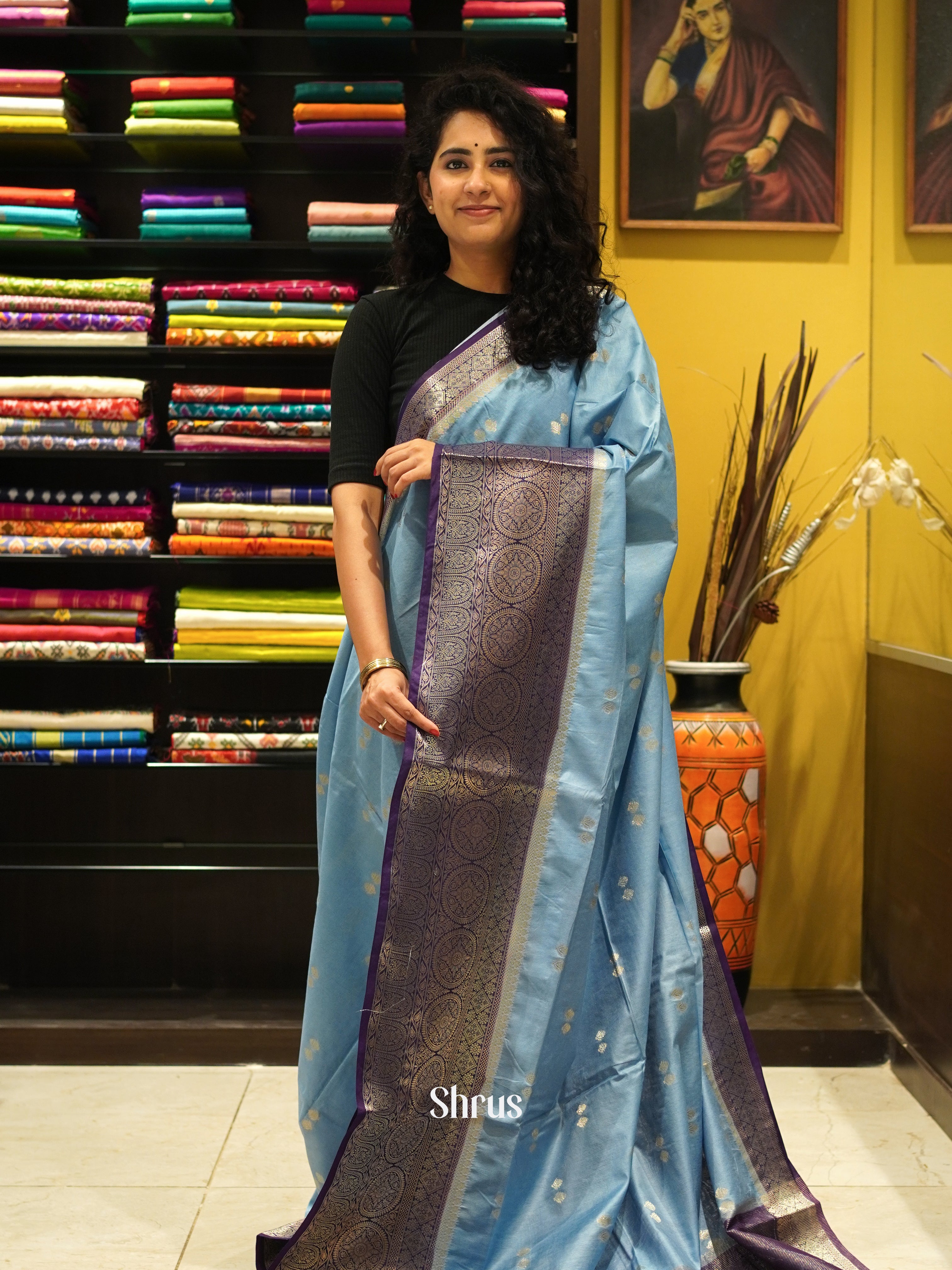 CDS27089 - Semi Silkcotton Saree - Shop on ShrusEternity.com
