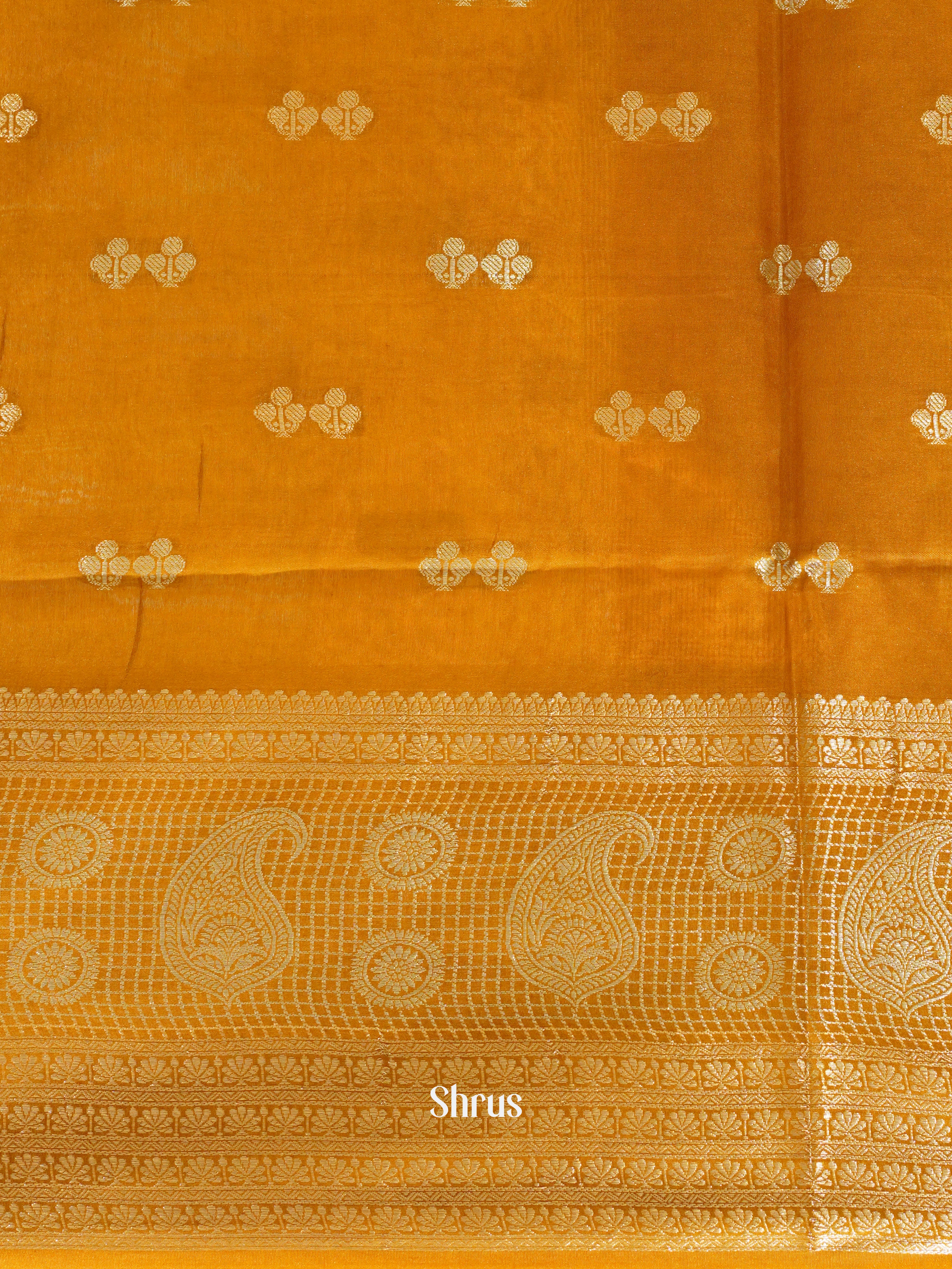 Yellow & Orange - North silkcotton Saree - Shop on ShrusEternity.com