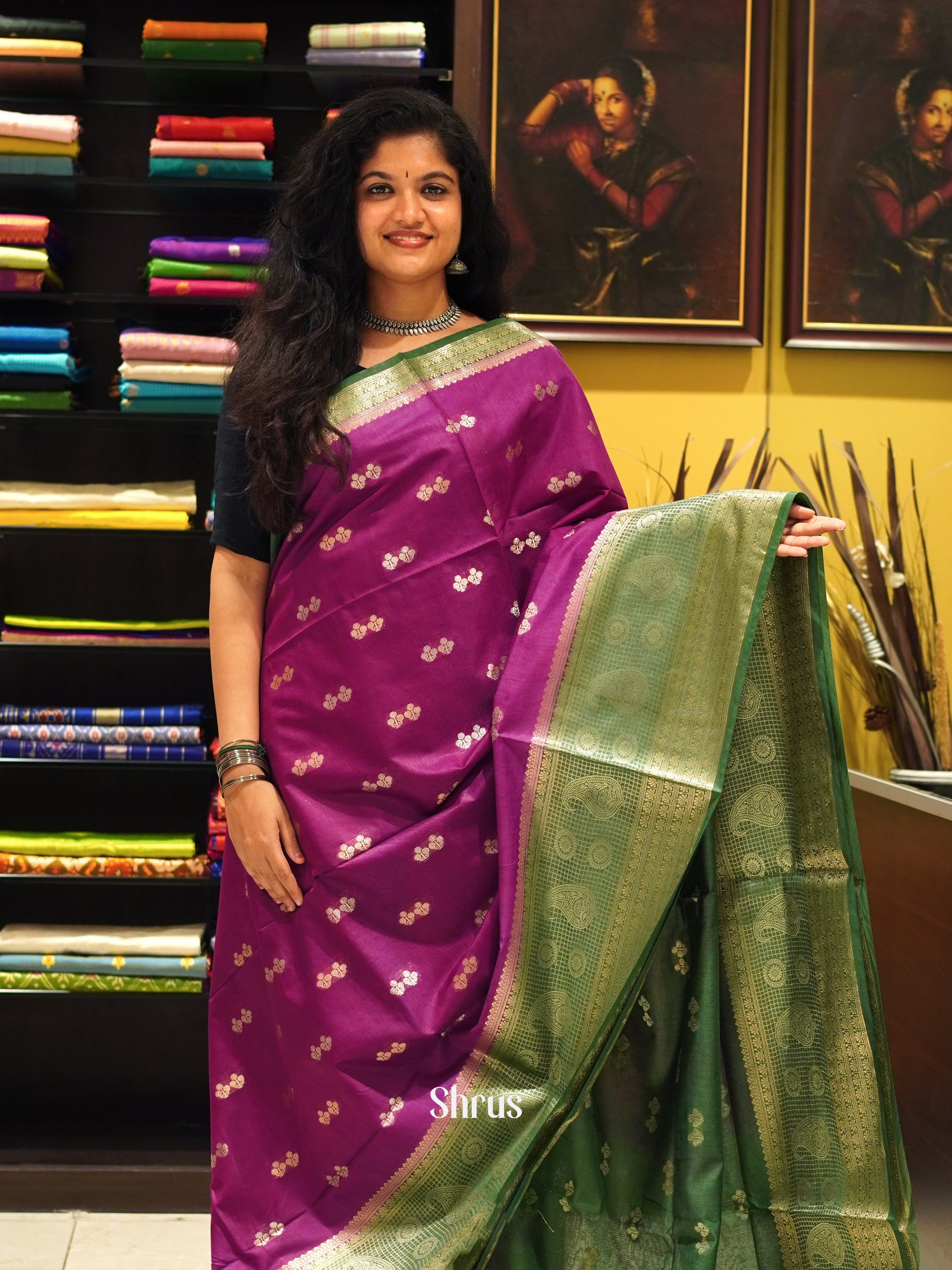 Purple & Green -North silkcotton - Shop on ShrusEternity.com