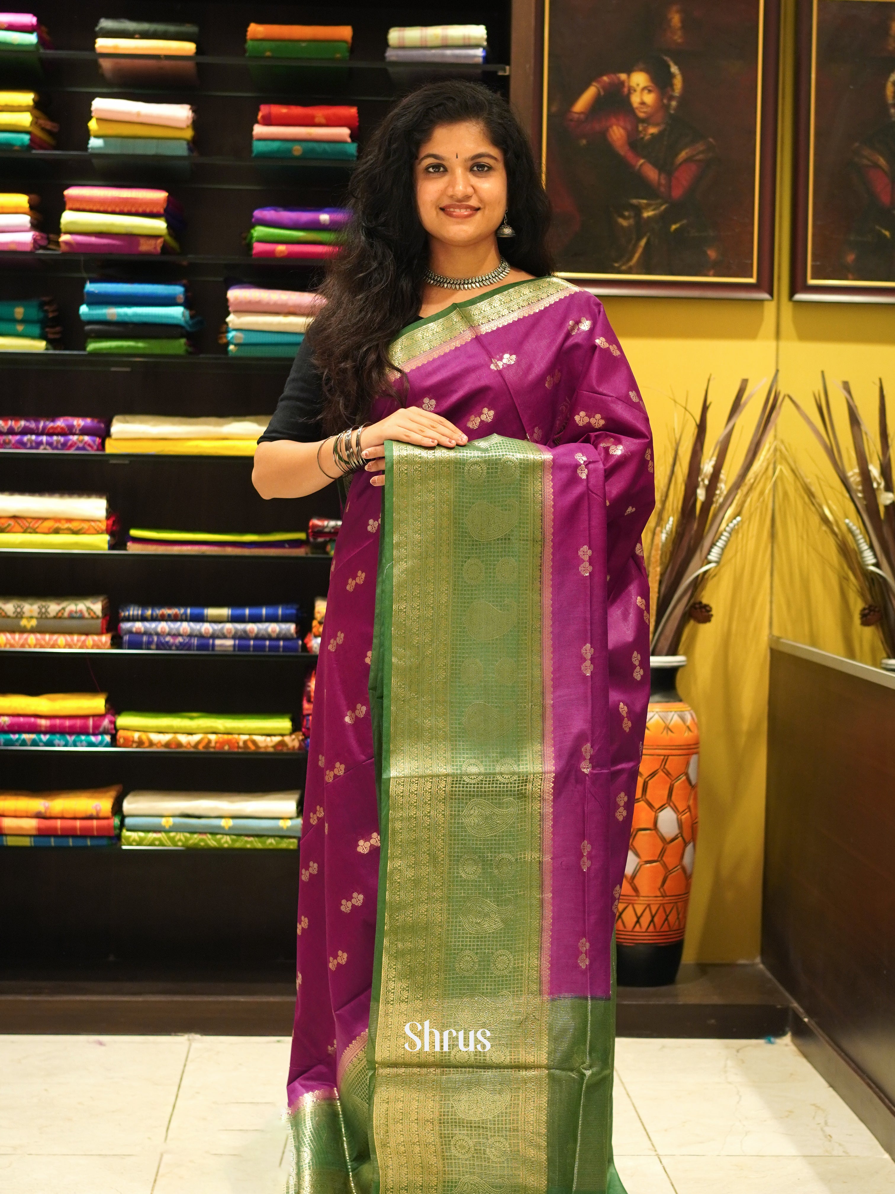 Purple & Green -North silkcotton - Shop on ShrusEternity.com