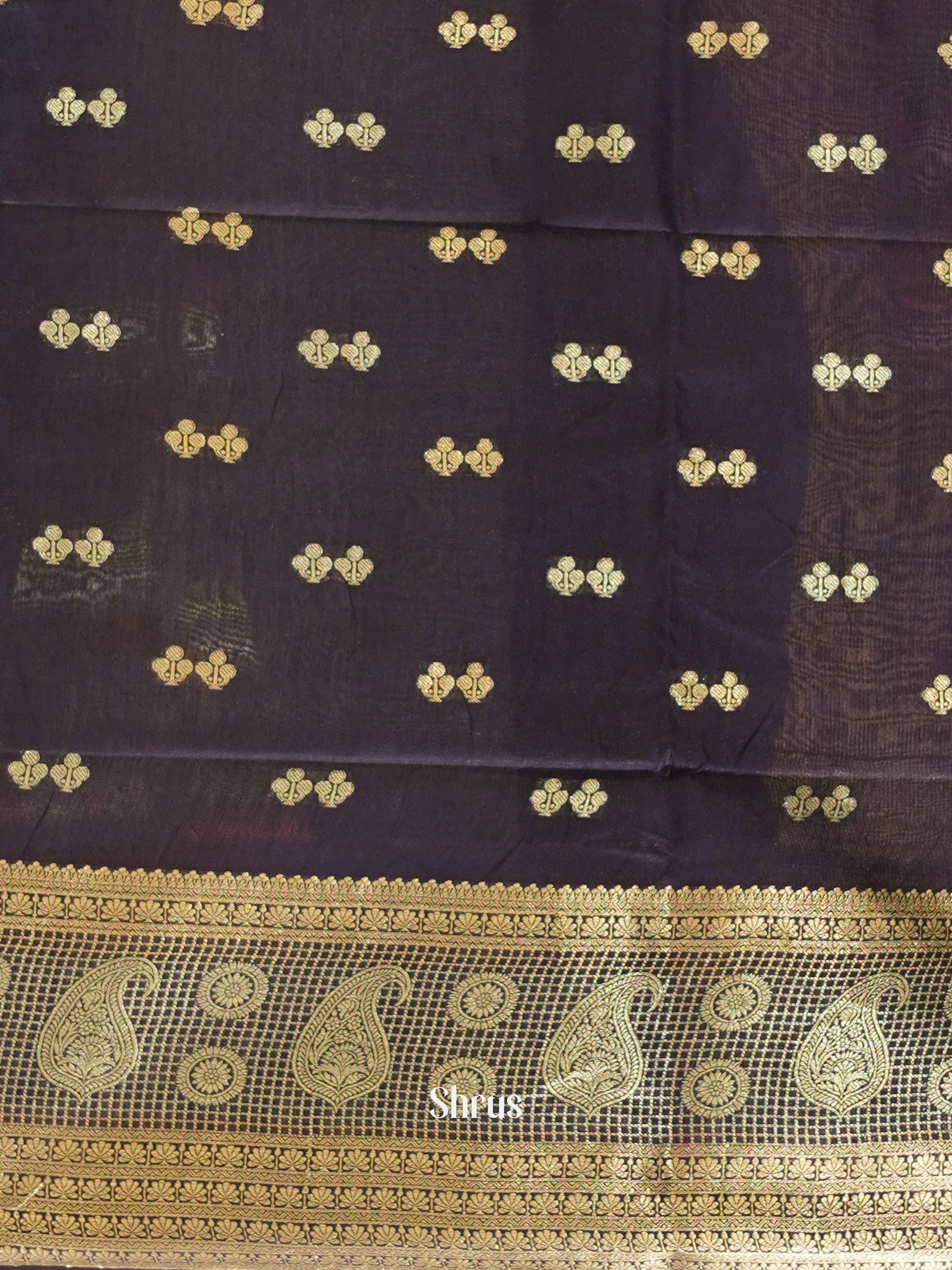 Grey & Blue - Semi Silk Cotton saree - Shop on ShrusEternity.com