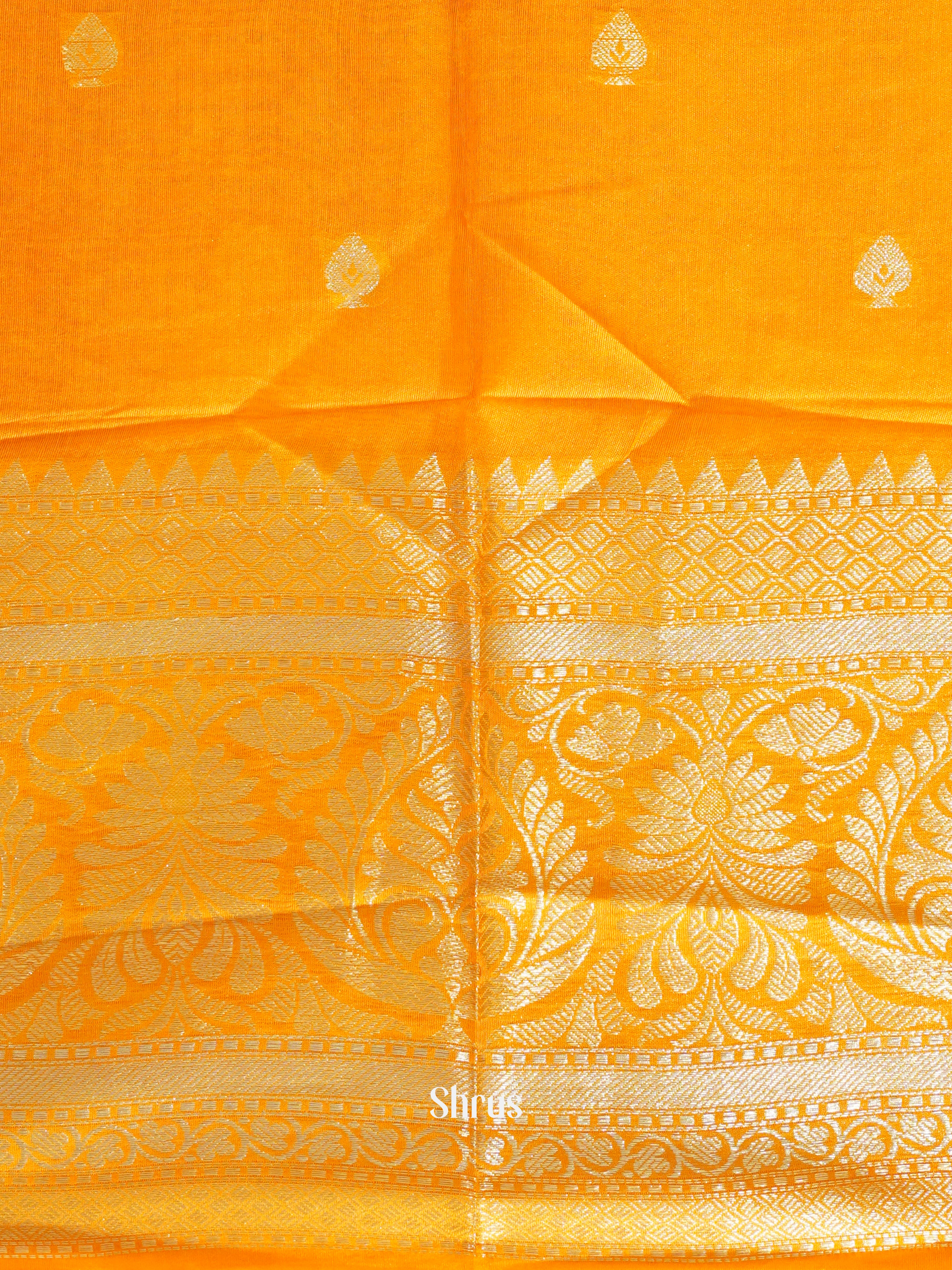 Lemon Yellow & Orange - North silkcotton Saree - Shop on ShrusEternity.com