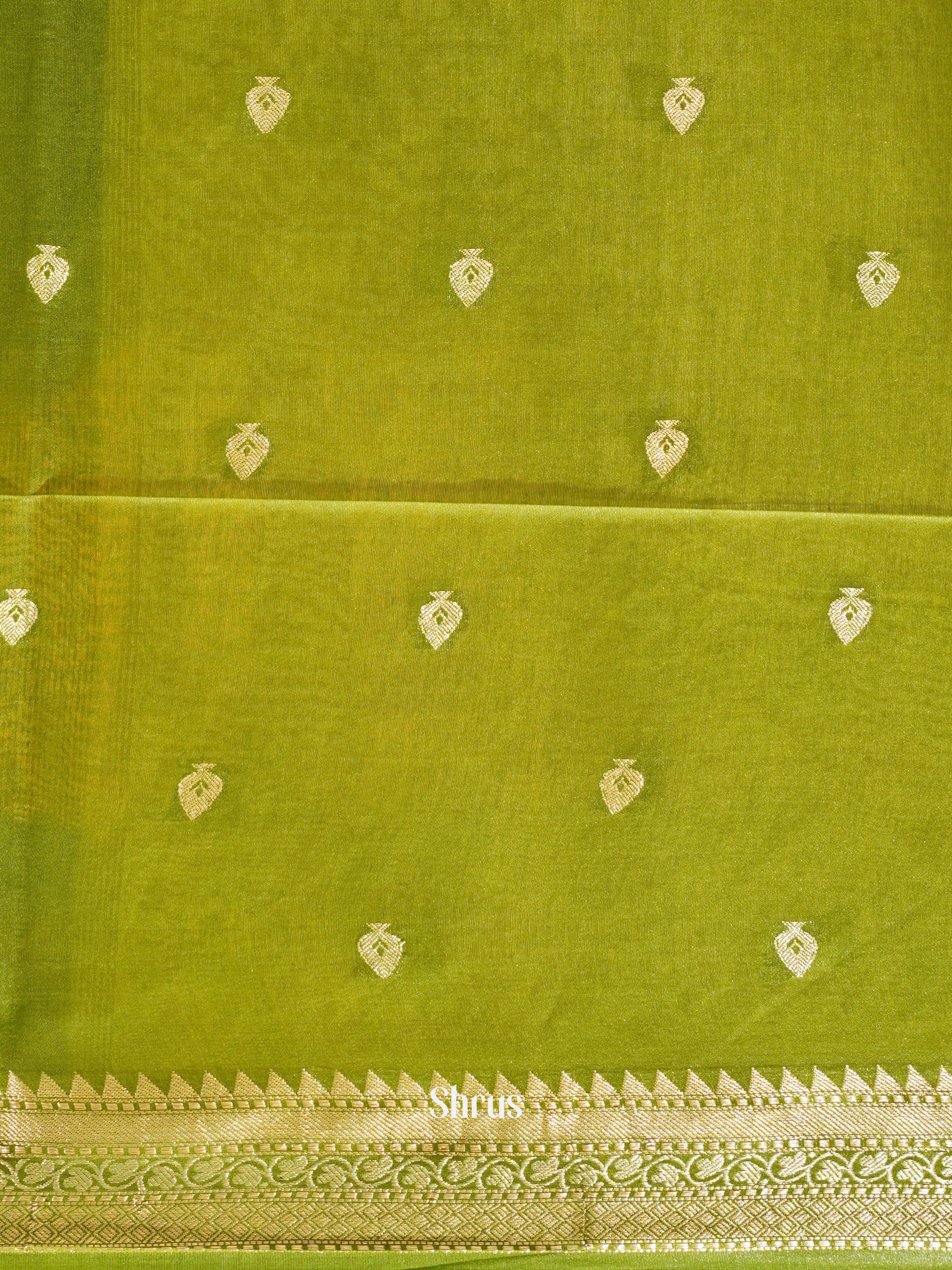 Light Yellow & Green - North silkcotton Saree - Shop on ShrusEternity.com
