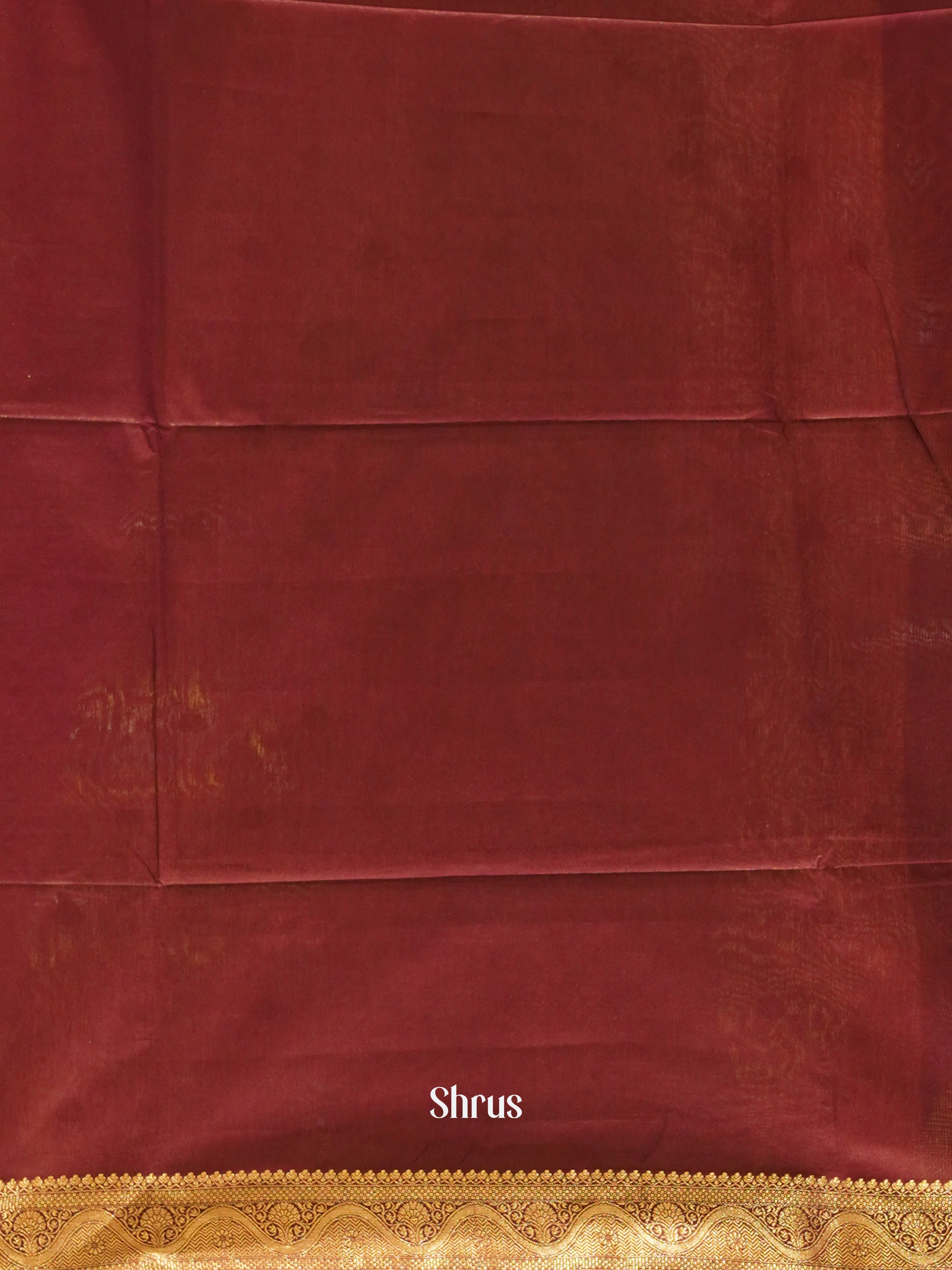 Peach & Maroon - Semi Silk Cotton Saree - Shop on ShrusEternity.com